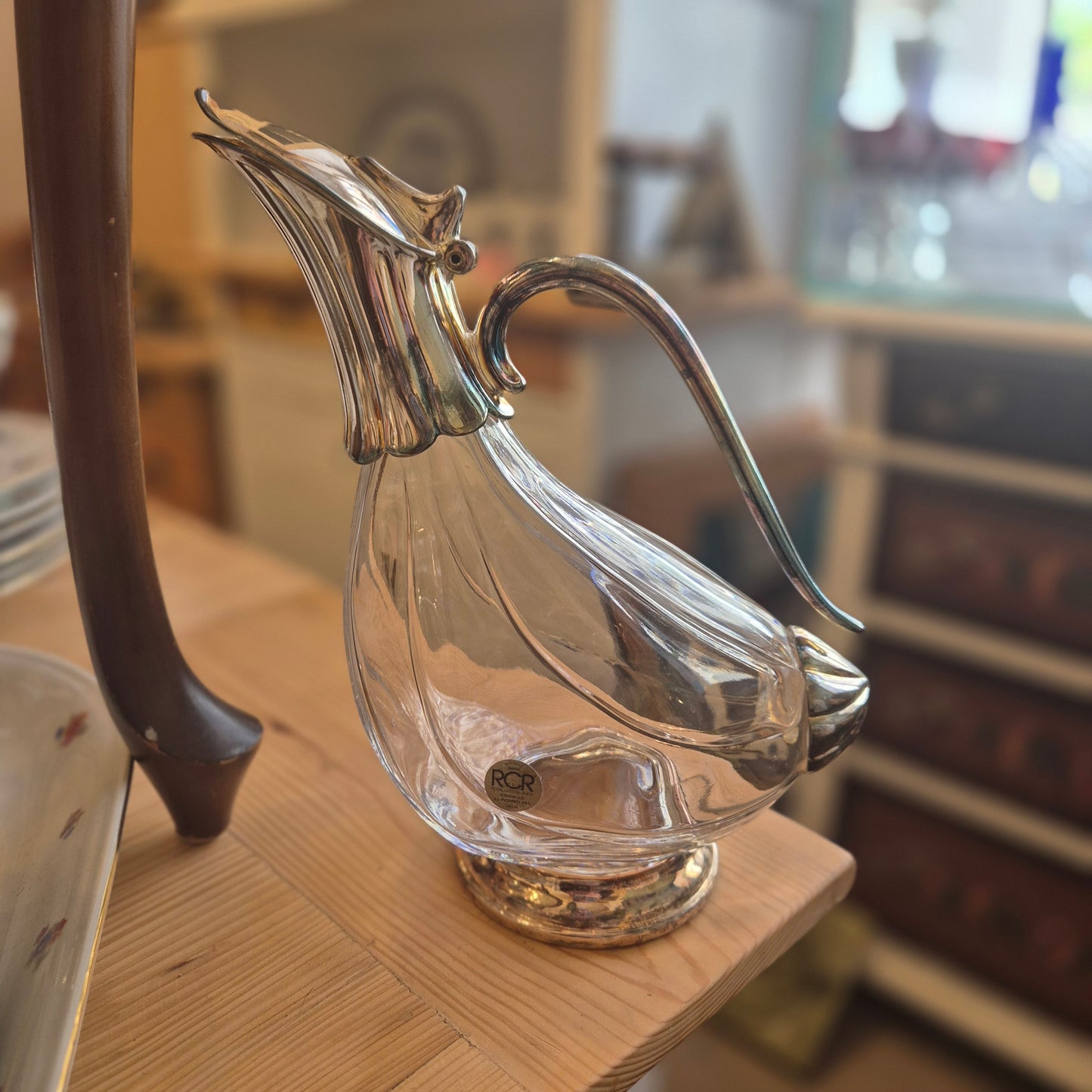 Vintage Weinkaraffe versilbert Entenform Italia Karaffe