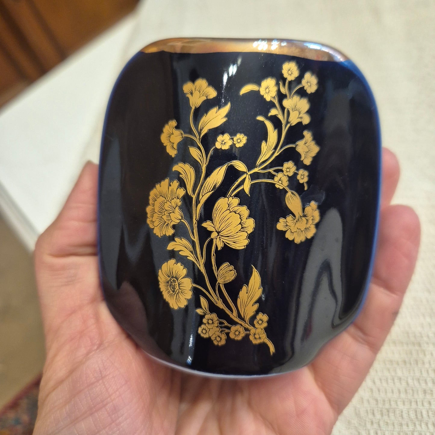 Alte kleine Porzellan Vase kobalt KPM