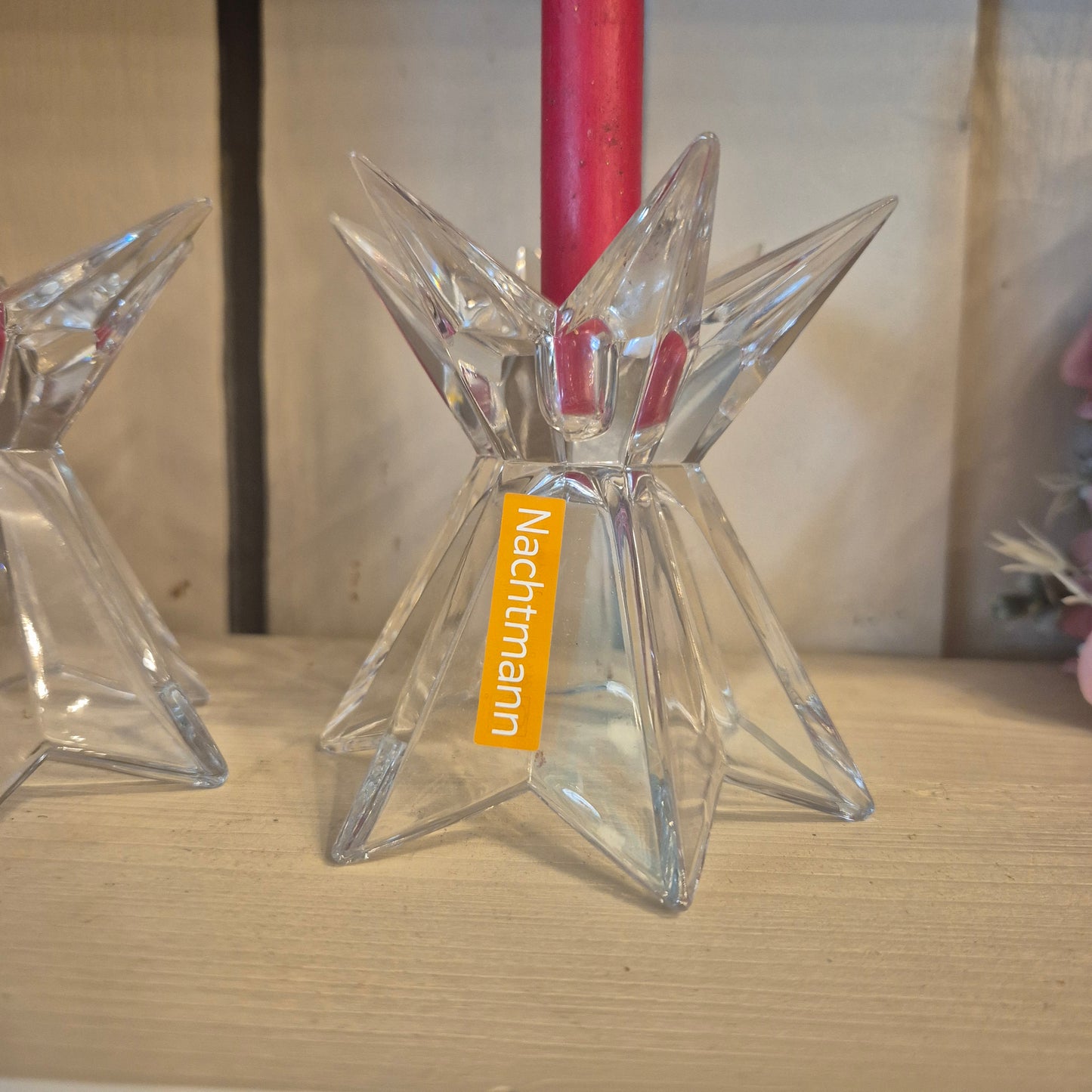 2x Nachtmann Kerzenhalter Glas Sternform für kleine Kerzen