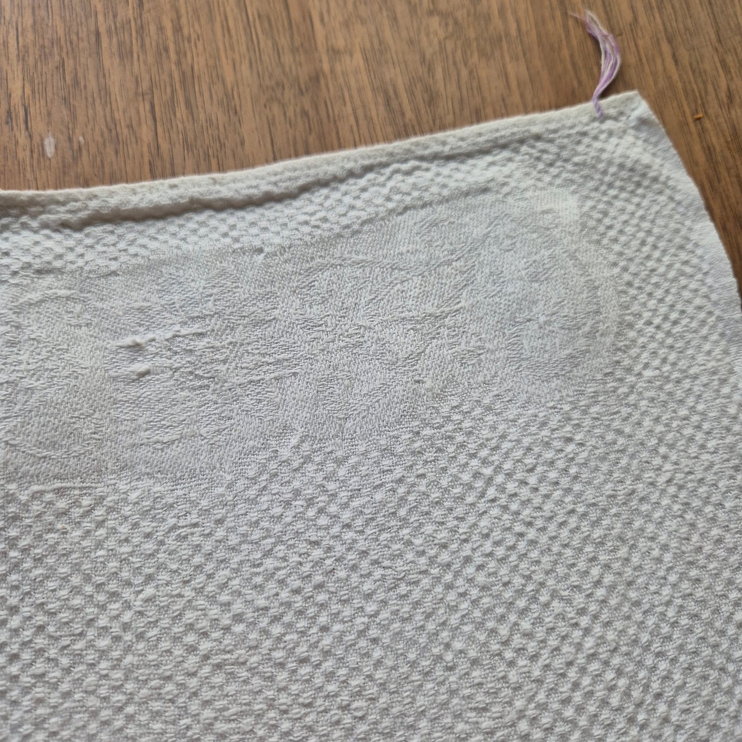 Antikes Jugendstil Leinen Küchen-&Geschirrtuch weiß Monogramm P.M.