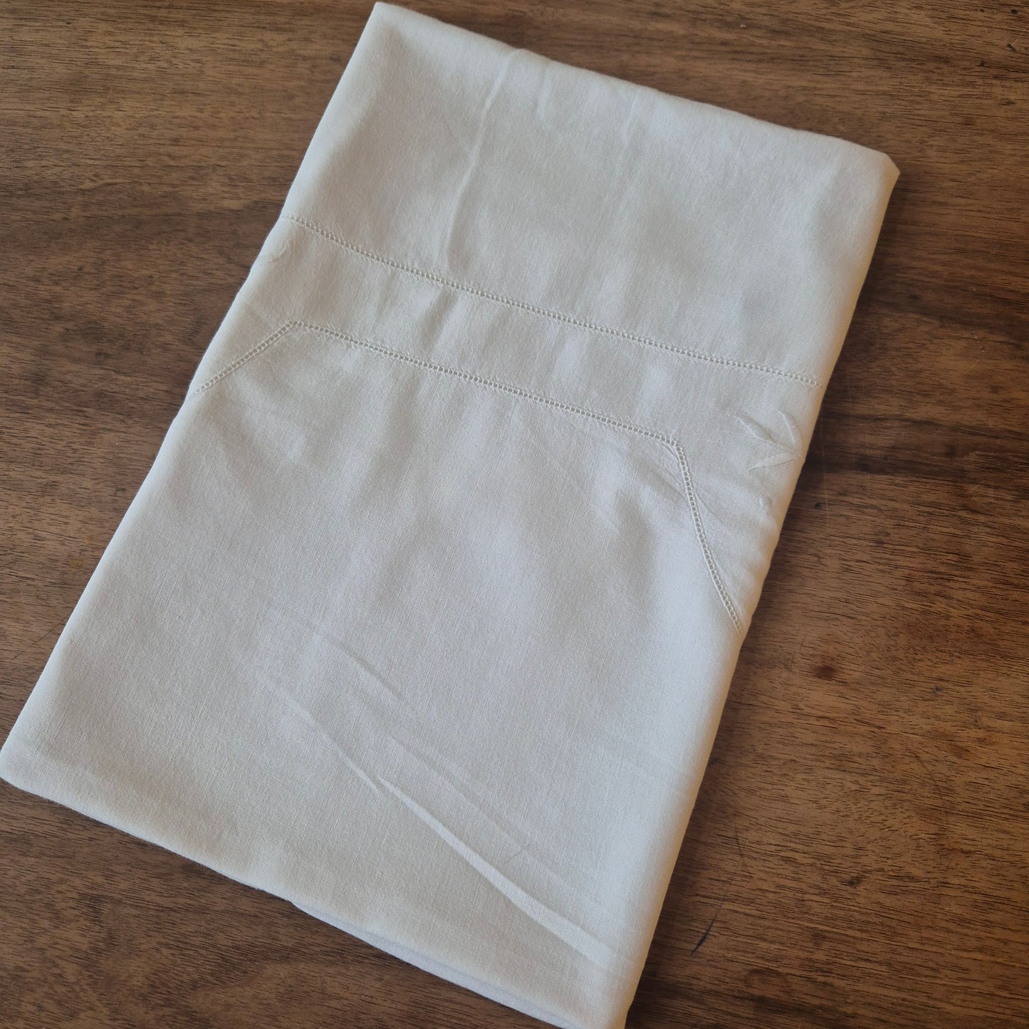 Antiker Kopfkissenbezug mit zarter Stickerei 76x78cm Baumwolle Monogramm A.S.