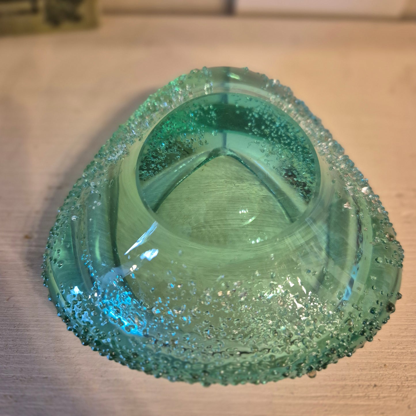 Vintage Aschenbecher grün Space Glaskunst DDR