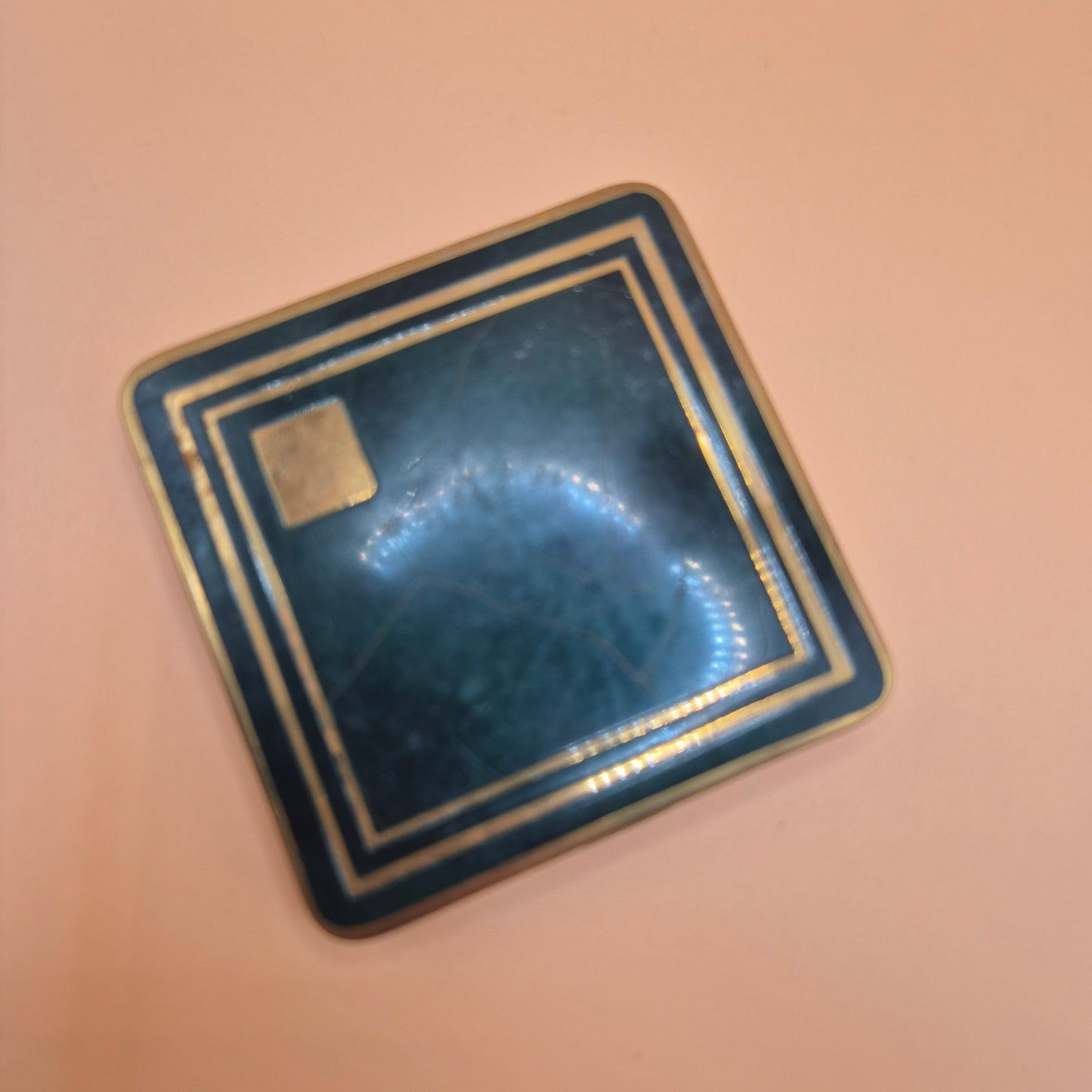 Vintage Puderdose Art Deco Dose colebri grün gold