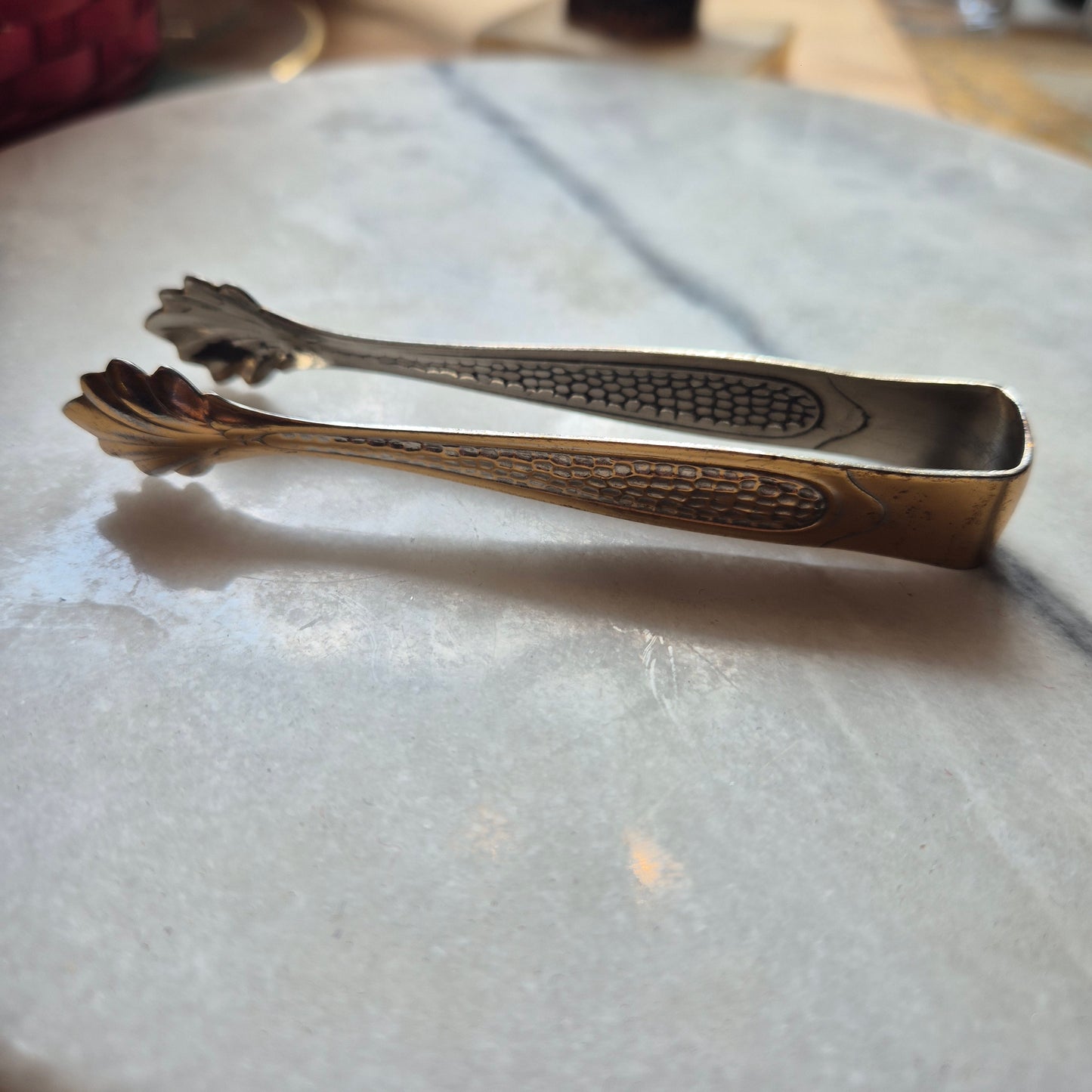 Antike Zuckerzange gold silber