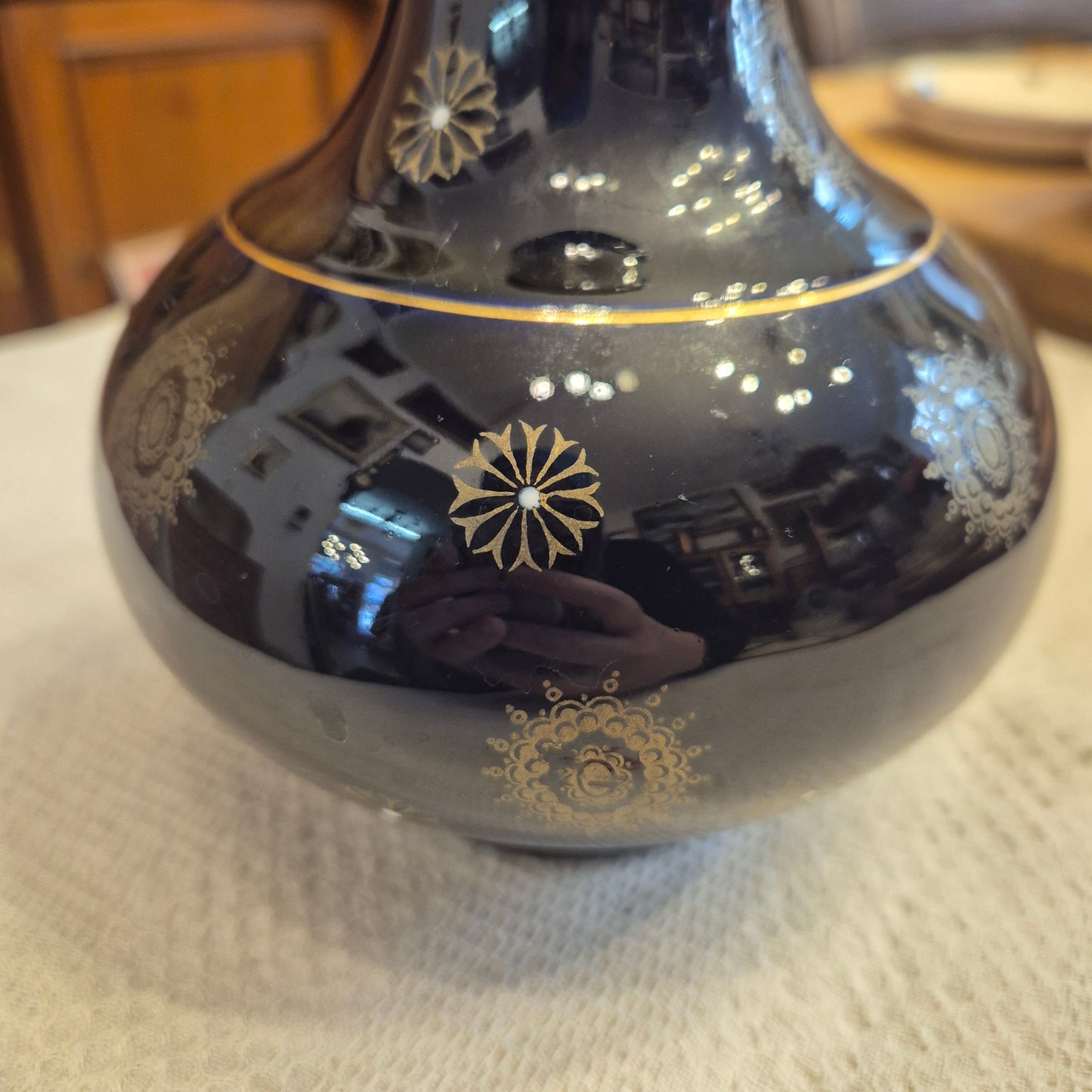 Antike Volkstedt Porzellan Vase Echt Kobalt Blau gold handbemalt