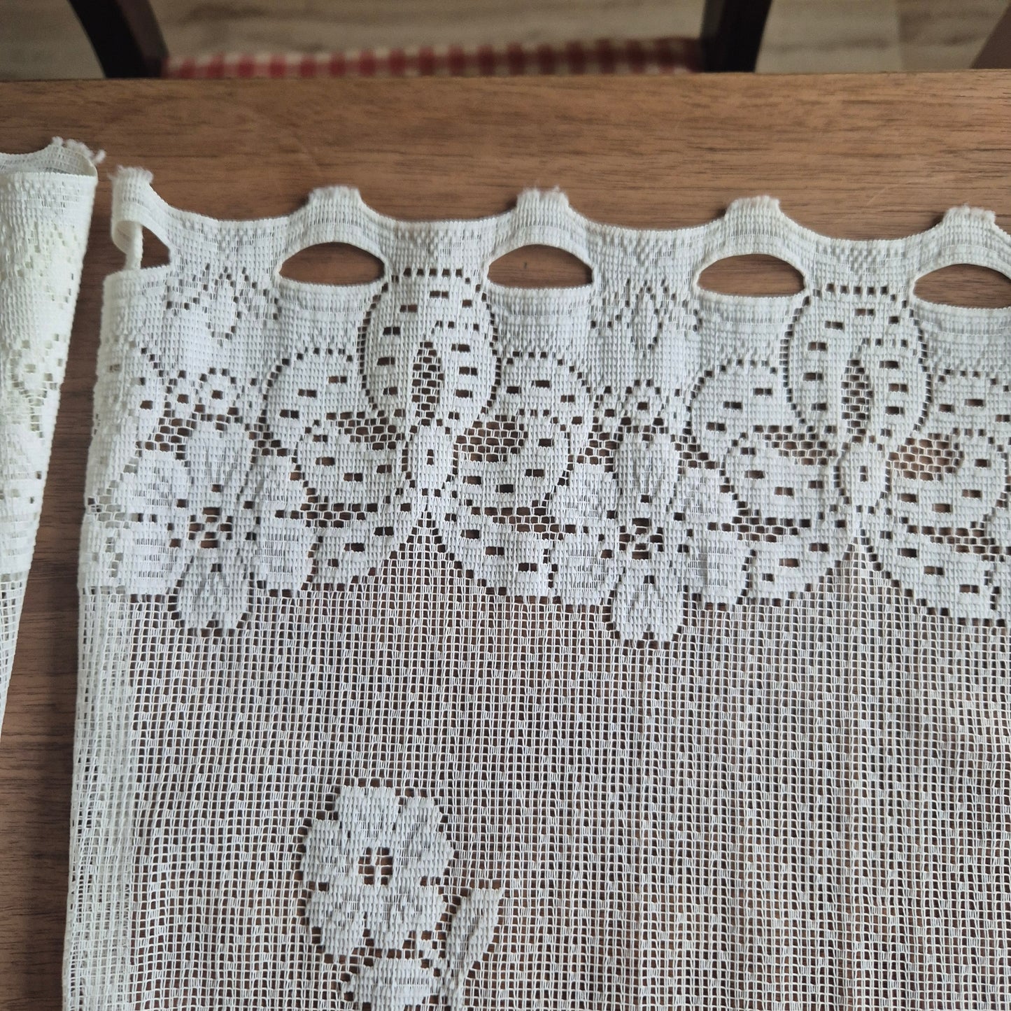 2x Vintage Scheibengardine Gardine 65x70cm für Stange Fenster Polyester