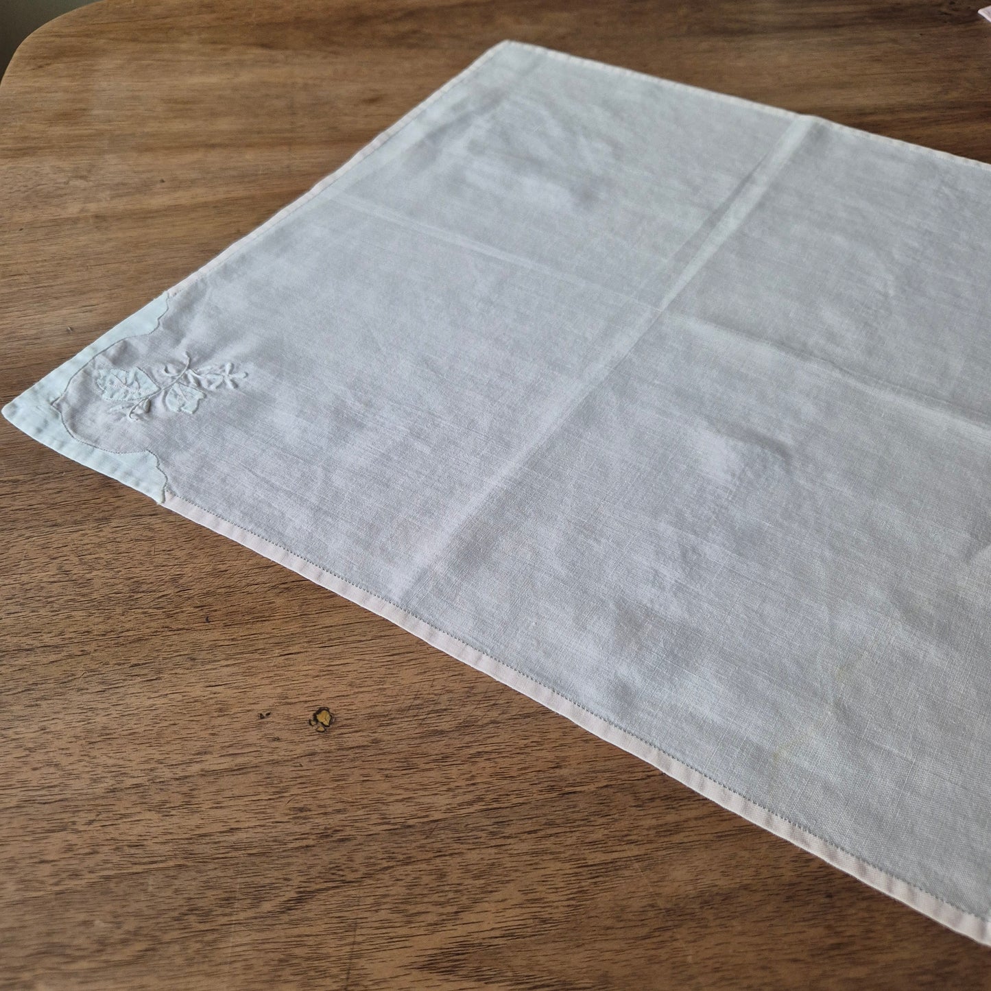 Vintage Baumwolle Serviette rosa weiß 43x43cm