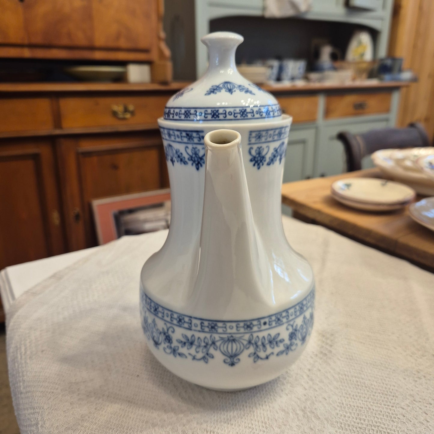 Vintage Kahla Zwiebelmuster Tee Kaffeekanne Kanne Vintage blau weiß