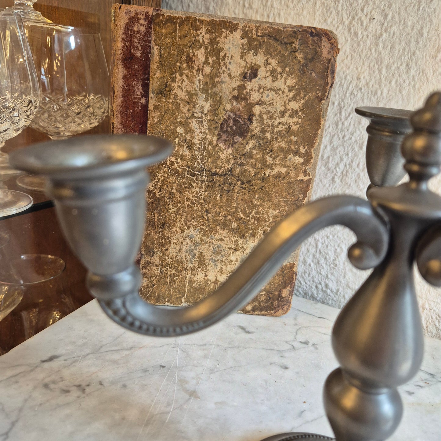 Vintage Royal Holland Pewter Daalderop 3-armiger Kerzenständer Leuchter