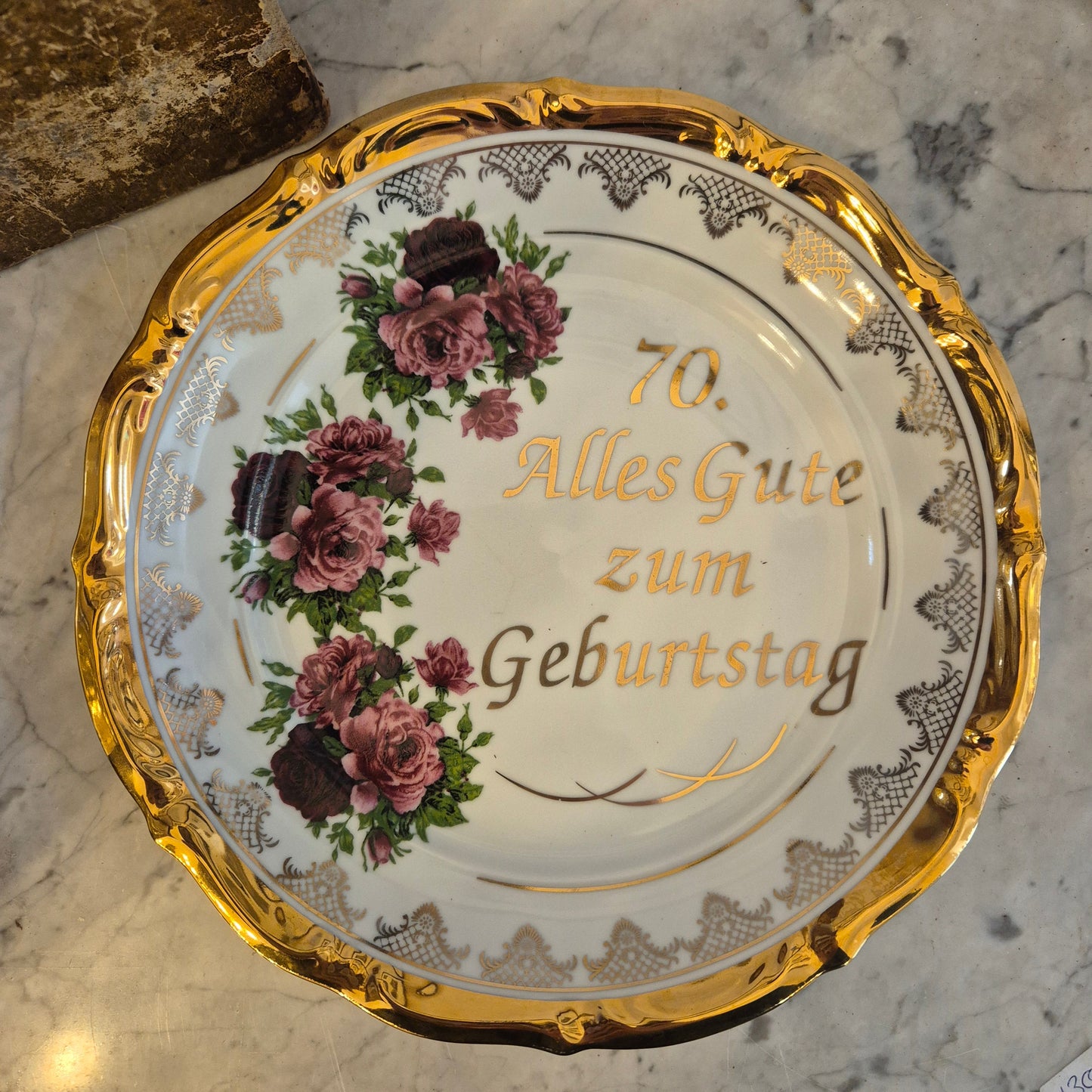Vintage Porzellan Teller Alles gute zum 70. Geburtstag Erinnerung Geschenk