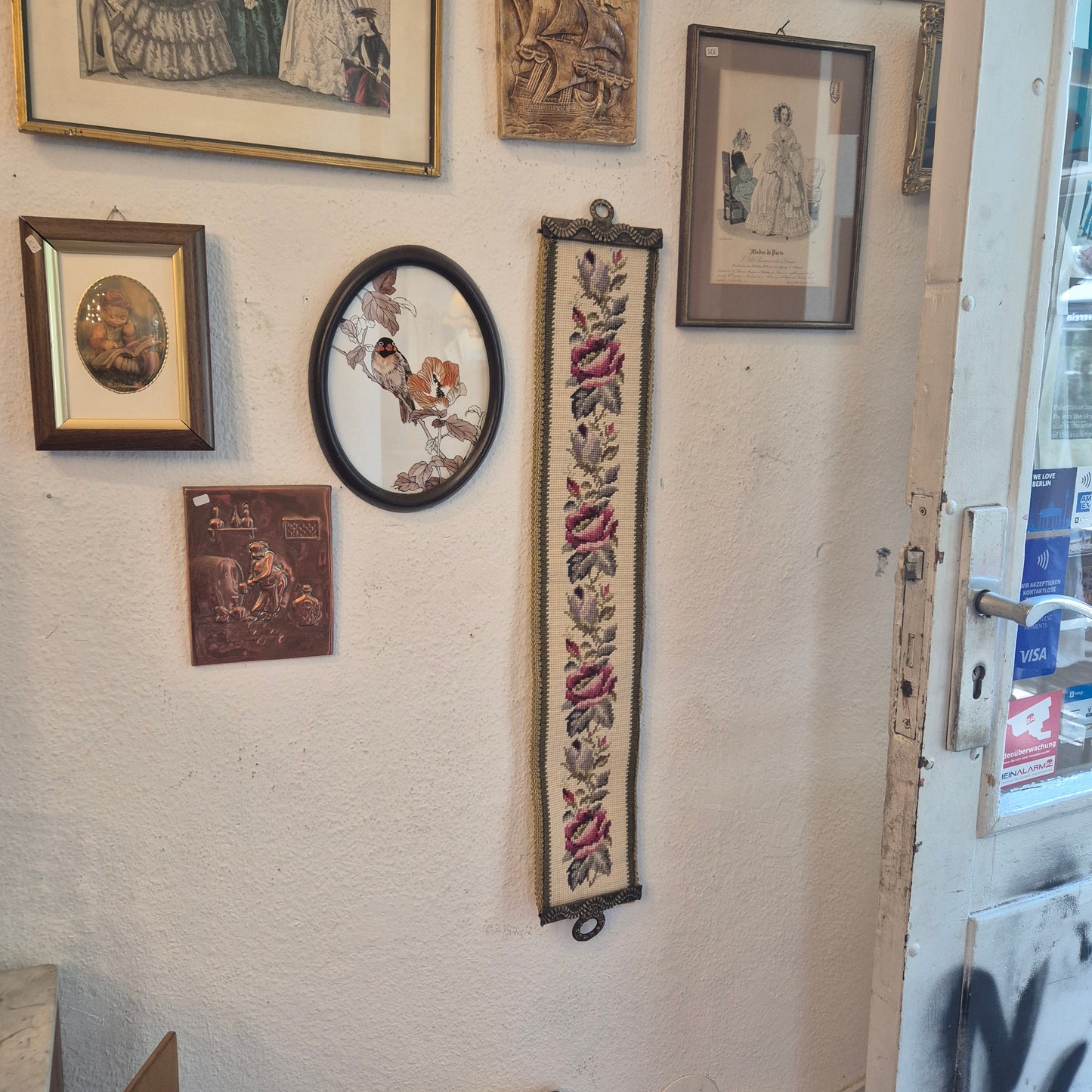 Wandbehang im Gobelin Stil echte Handarbeit Tapisserie Bildwirkerei Vintage 60er Jahre