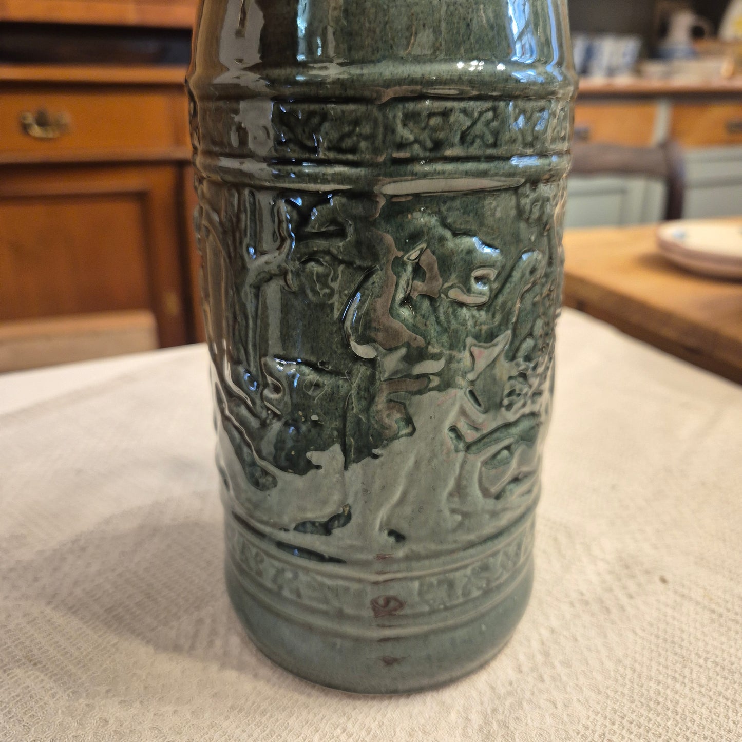Vintage Keramik Bierkrug Grün Geschenk oder auch als Vase