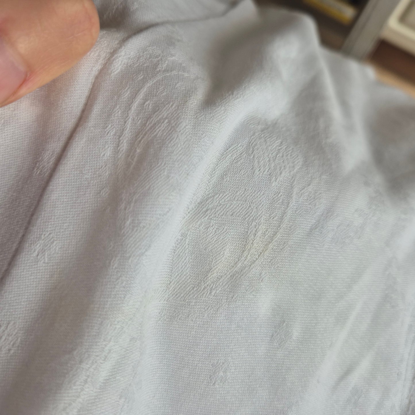 Antike Bettwäsche fürs Baby Damast Baumwolle* kleiner Deckenbezug Shabby Chic Brocante 110x120cm 🤍