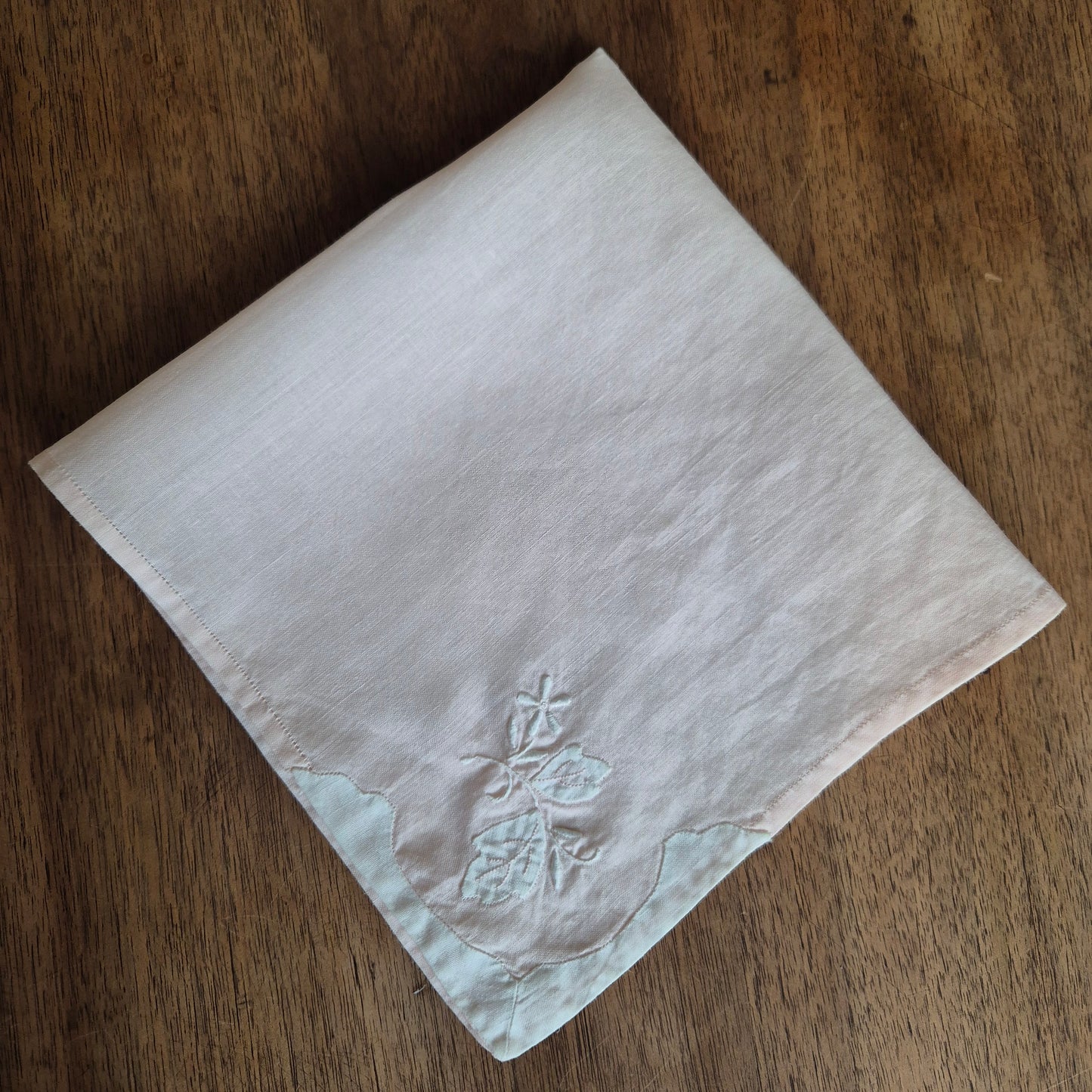 Vintage Baumwolle Serviette rosa weiß 43x43cm
