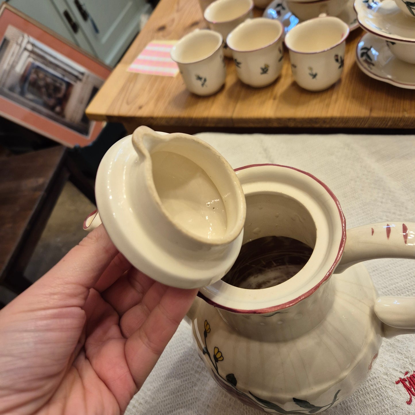 Vintage Zell am Harmersbach Alt Straßburg Kanne Tee Kaffee Keramik Blumen