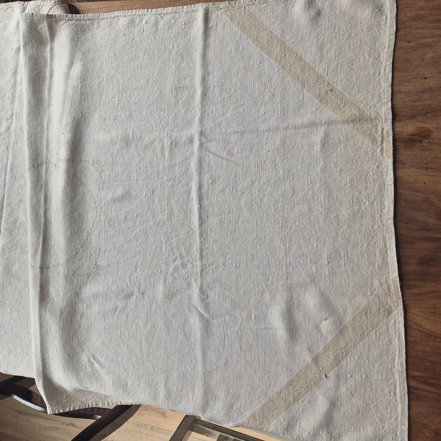 Antike Leinen Tischdecke 88x145cm mit Stockflecken / zum weiterbearbeiten 🤍