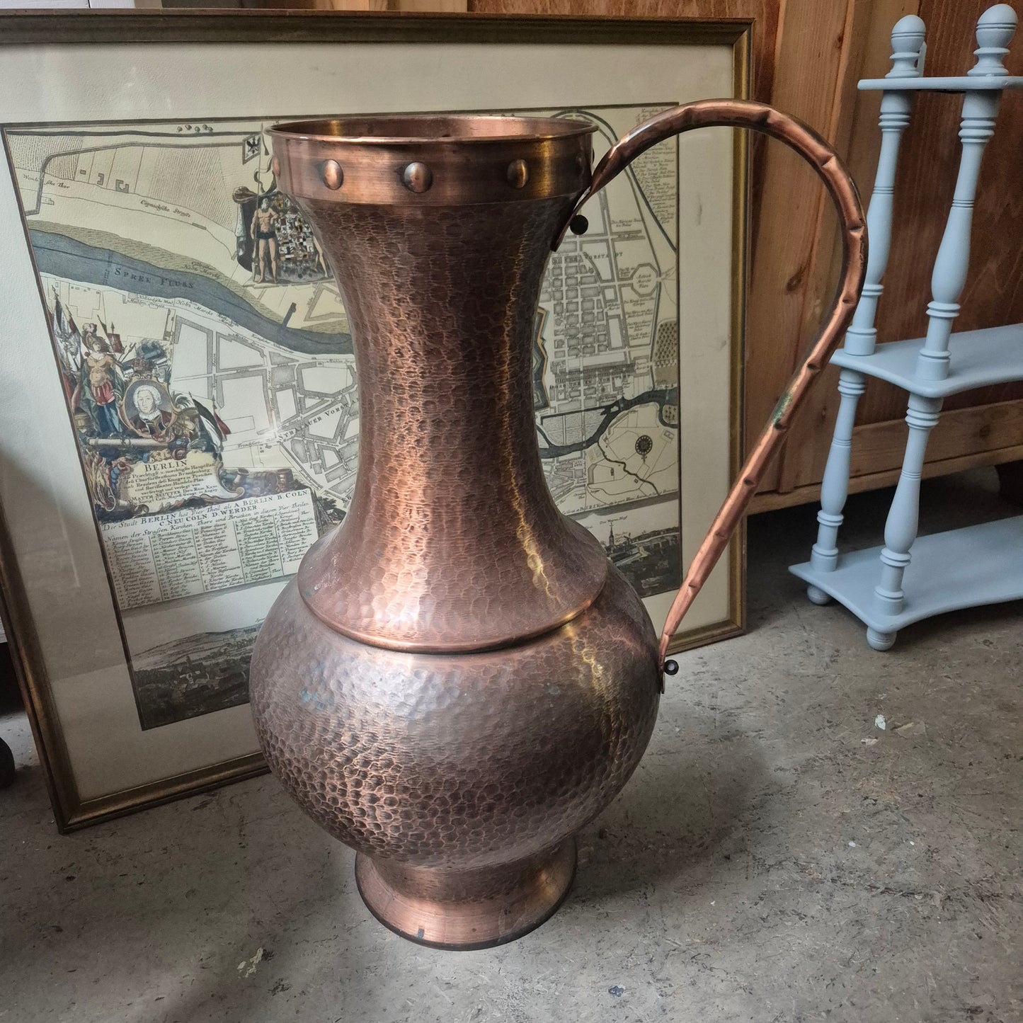 Große Vintage Kupferkanne Bodenvase