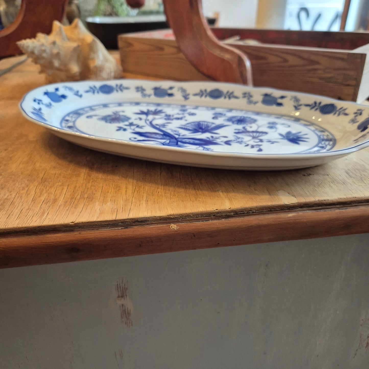 Wellco Design Porzellan Zwiebelmuster Servierplatte Teller blau weiß