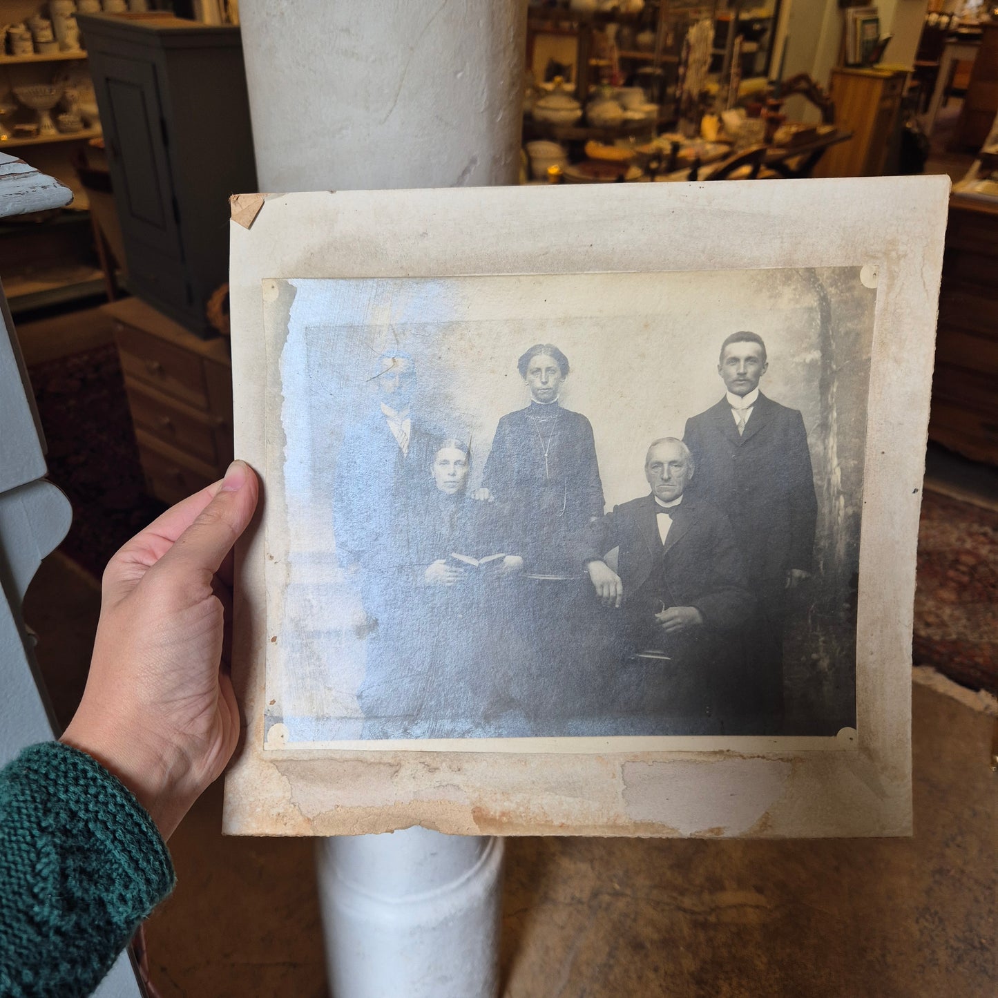 Antike originale Fotografie Familie auf Pappe