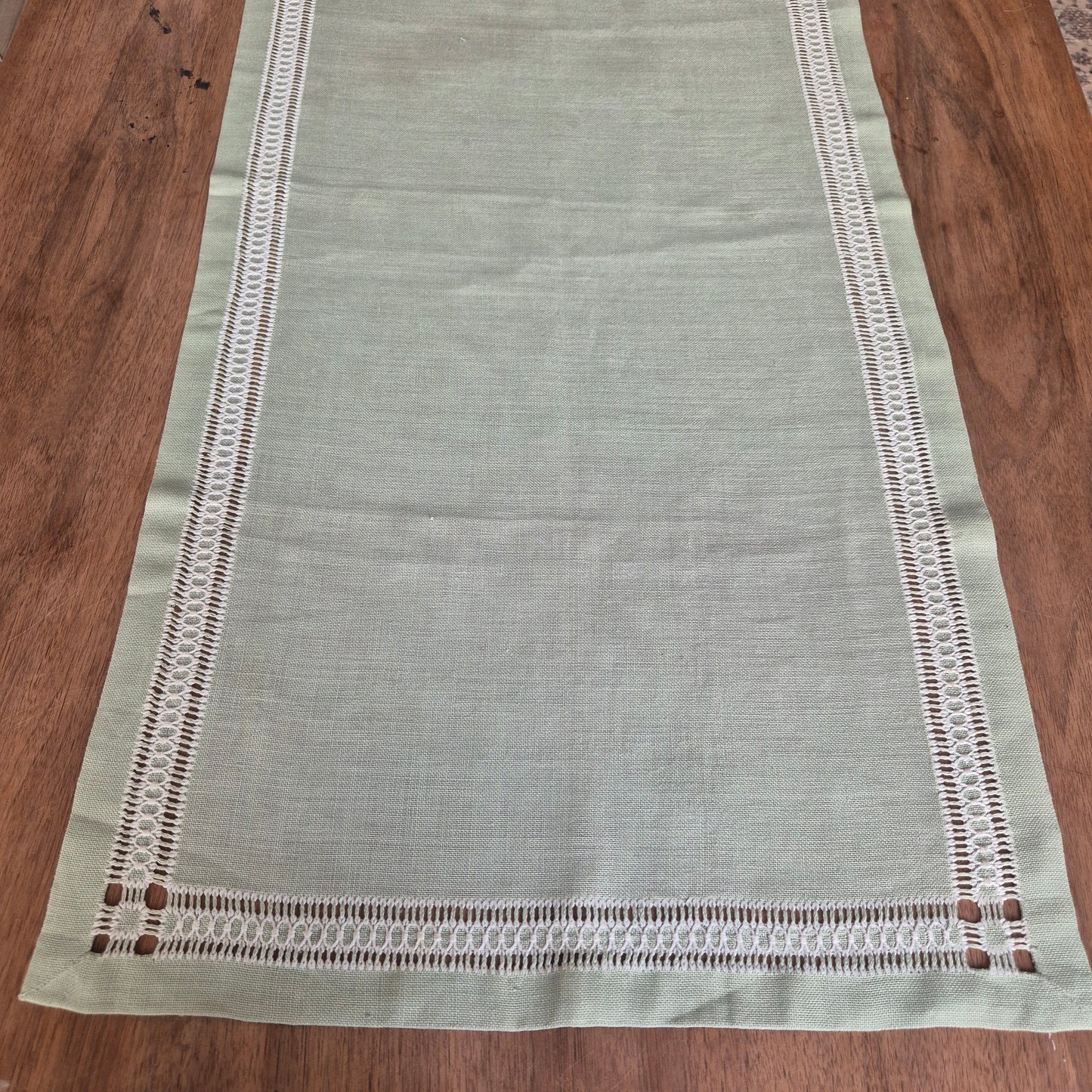 Antike Handgemachte Baumwolle Tischläufer Mintgrün 50x105cm