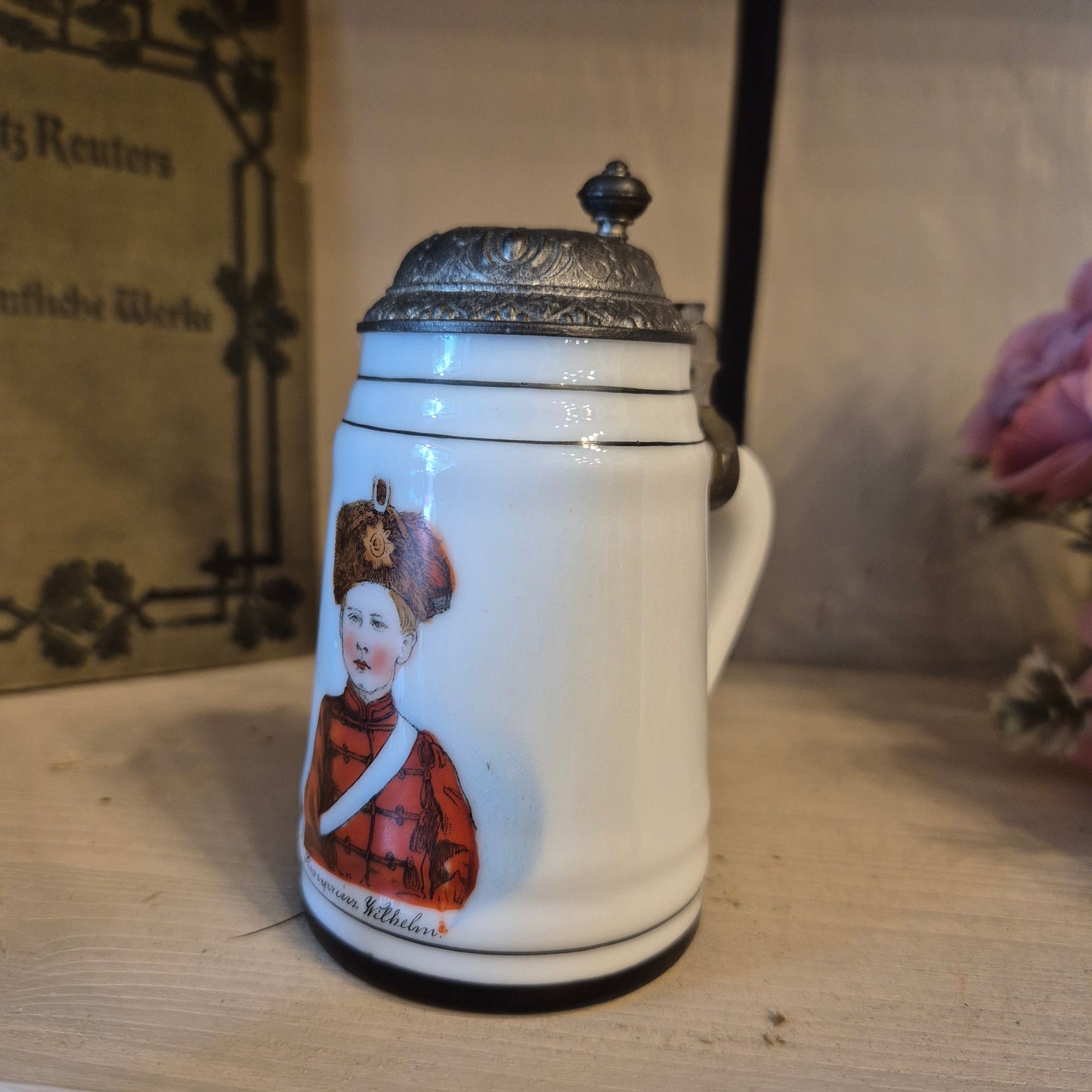 Kleiner antiker Handbemalter Kronprinz Wilhelm Bierkrug Sammler 1939