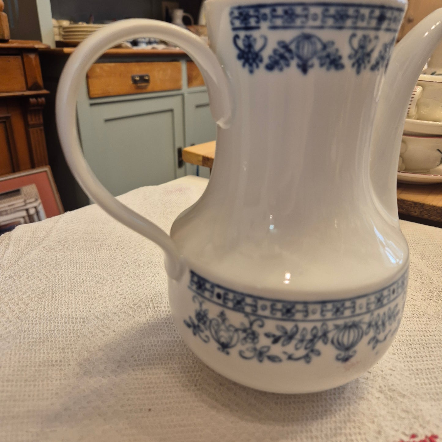 Vintage Kahla Zwiebelmuster Tee Kaffeekanne Kanne Vintage blau weiß
