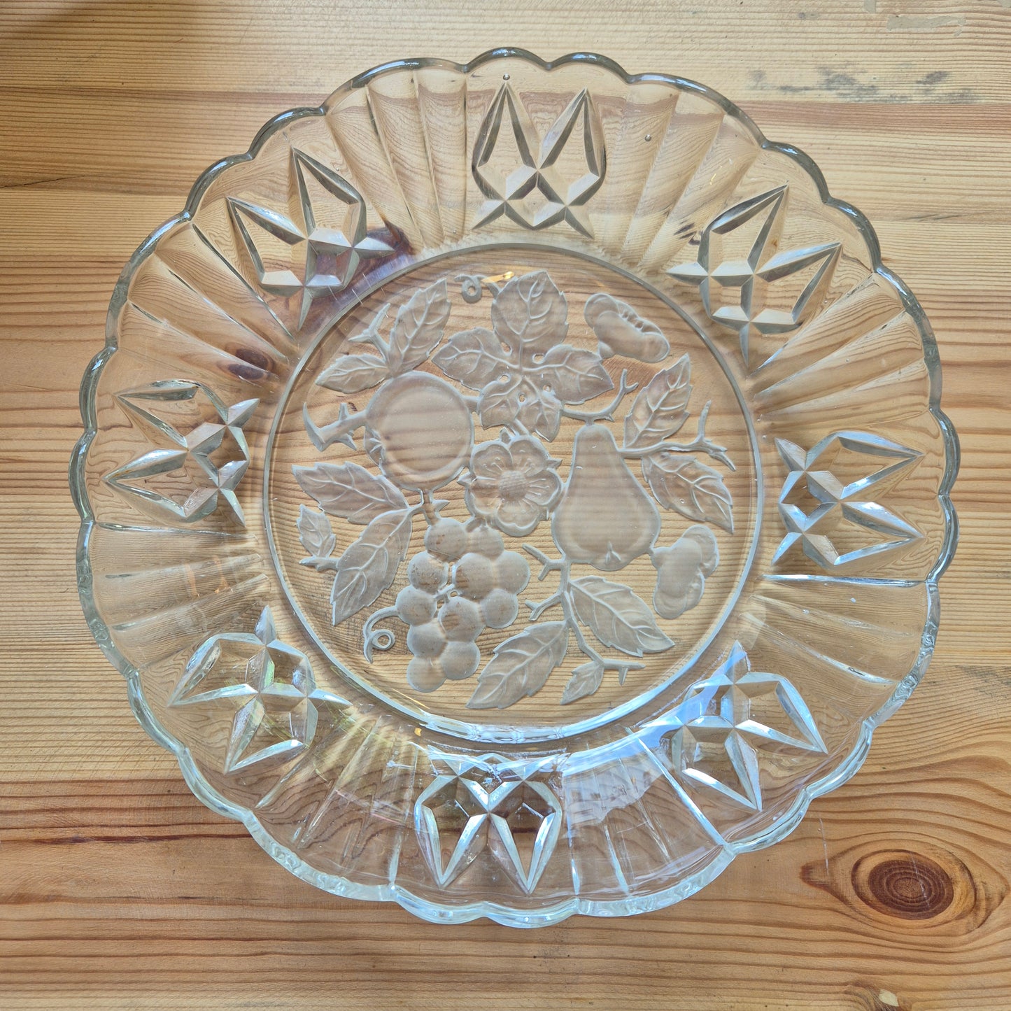 Vintage Servierteller Obstmotiv Obstteller 70er Jahre Glas rund