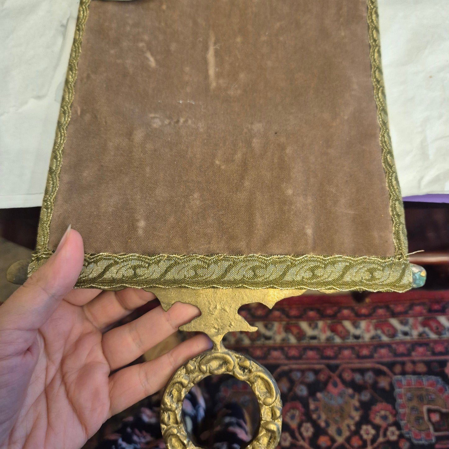 Wandbehang im Gobelin Stil echte Handarbeit & Glocke Türglöcke Tapisserie Bildwirkerei Vintage 60er Jahre