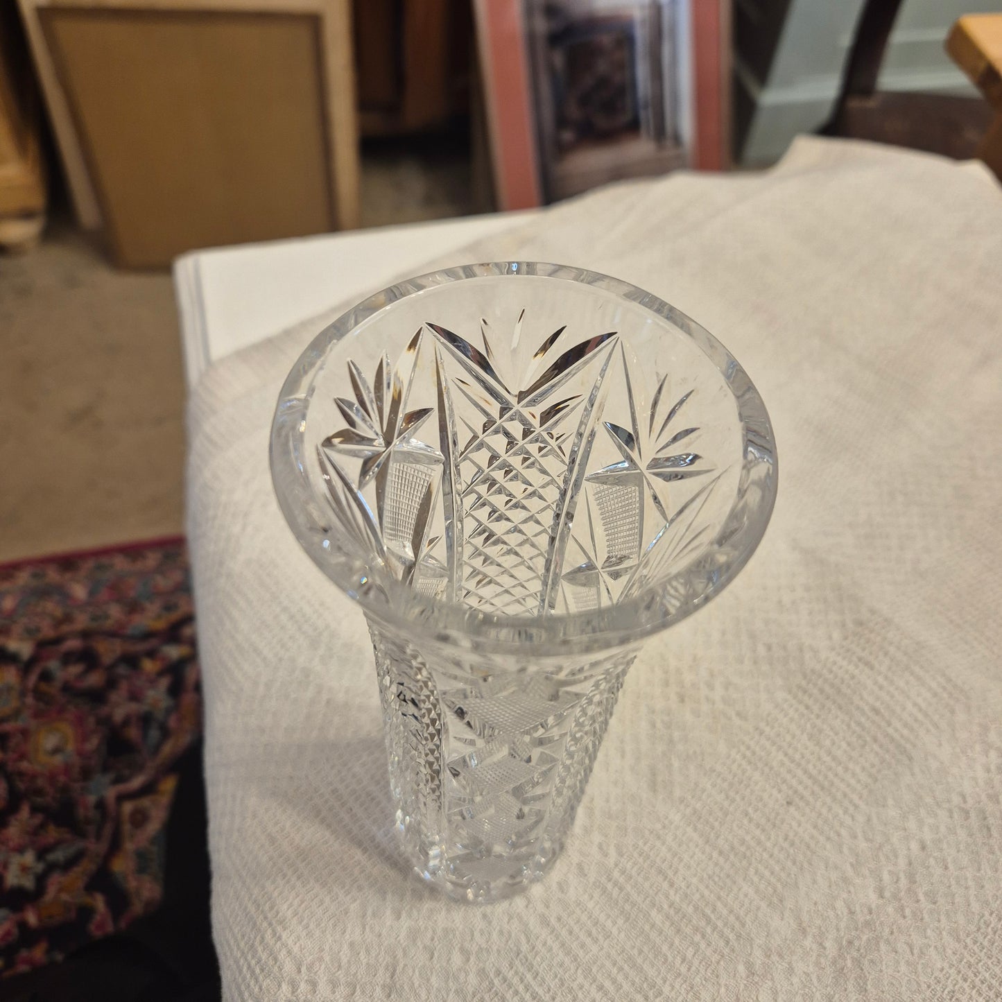 Vintage Kristalloptik Glas Vase transparent