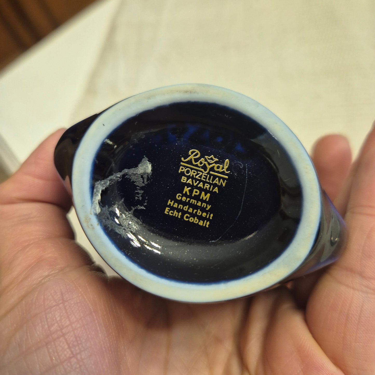 Alte kleine Porzellan Vase kobalt KPM