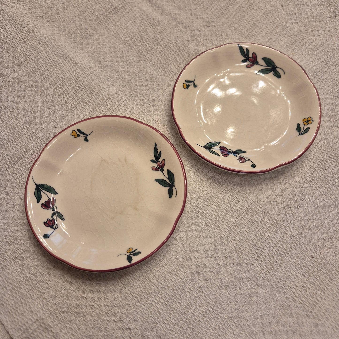2x Vintage Zell am Harmersbach Alt Straßburg kleine Teller Keramik Blumen