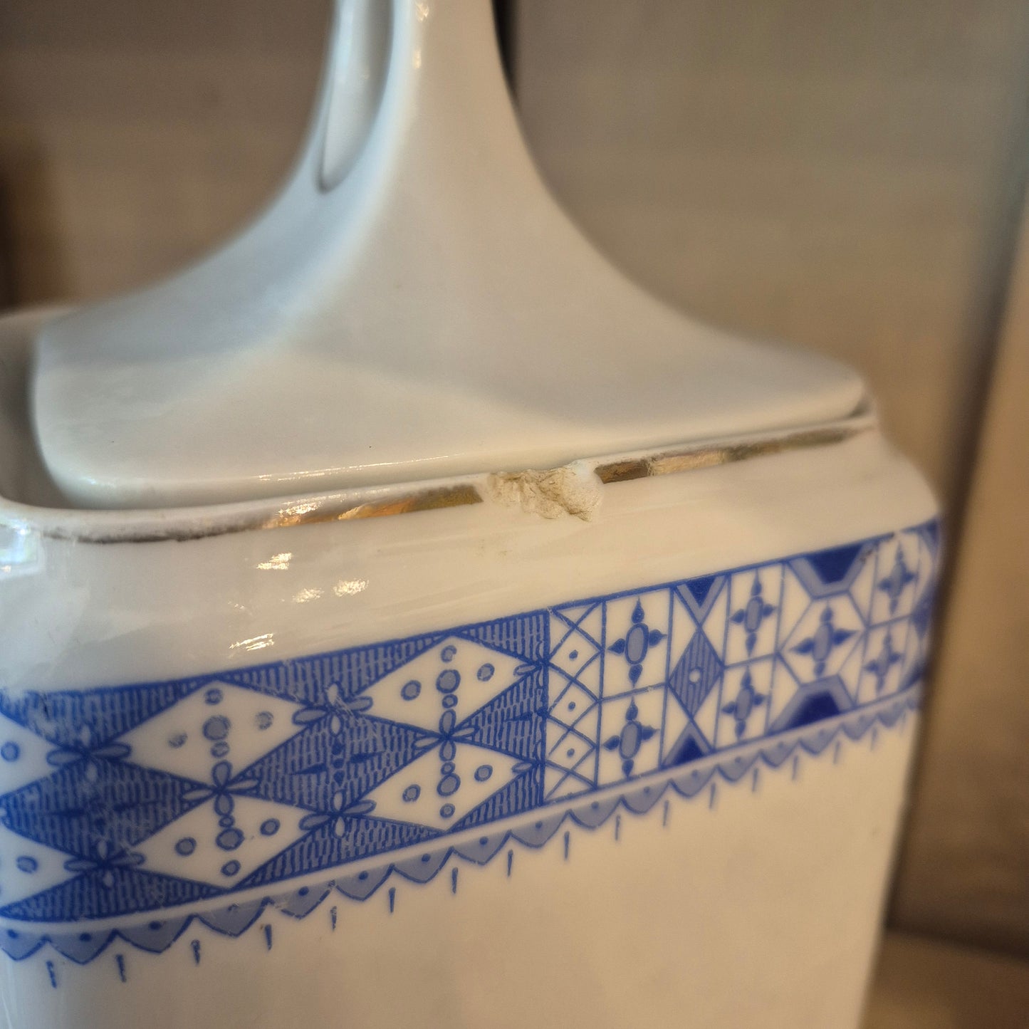 Jugendstil Vorratsdose Weiß Blau Grieß Schwarzenberg Germany