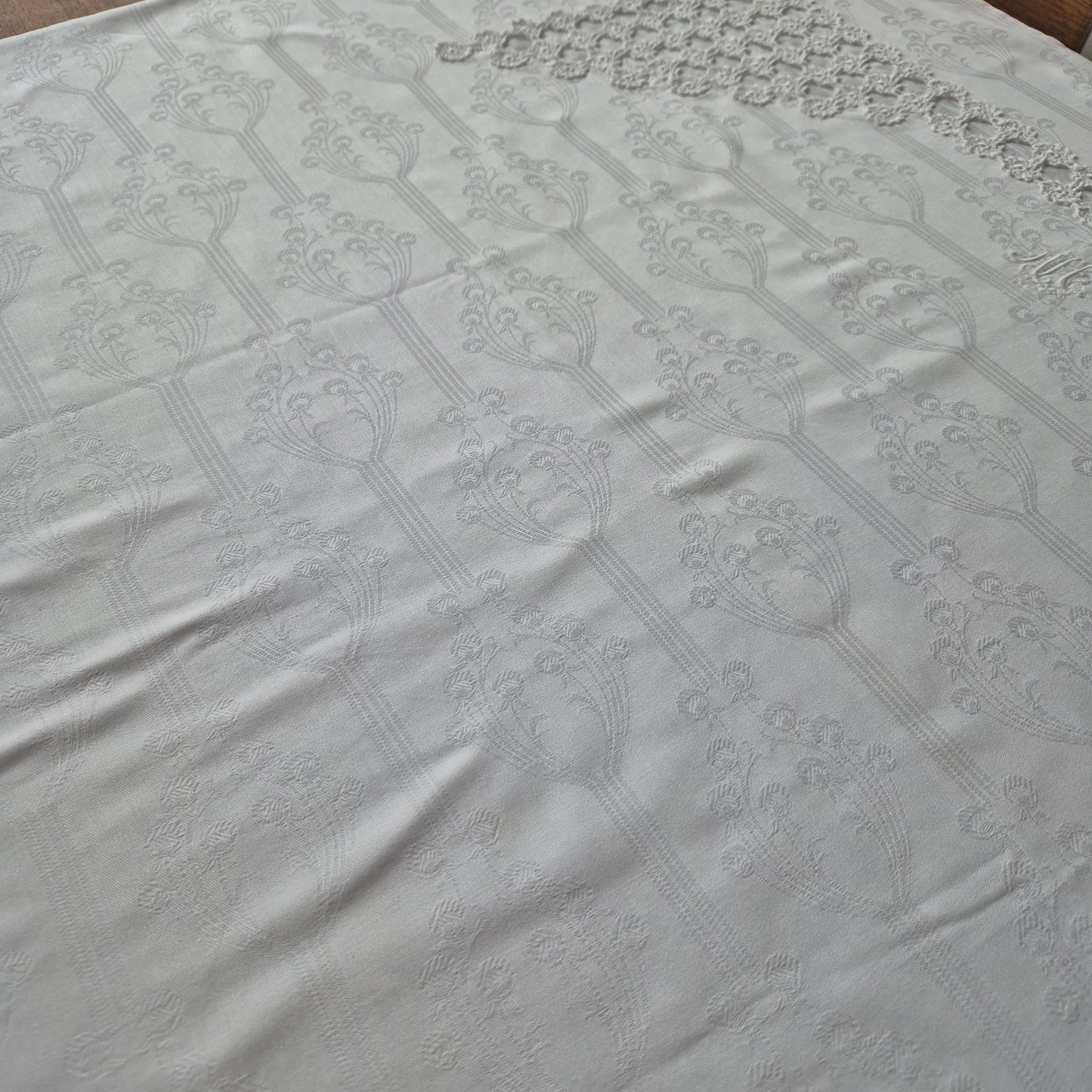 Antiker großer Kissenbezug Baumwolle 85x96cm weiß Monogramm A.H.