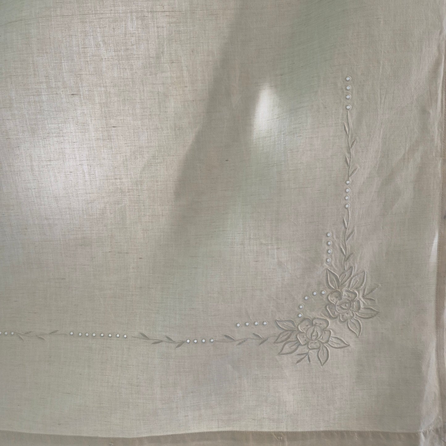 Antikes Bettlaken/Bettüberwurf Baumwolle mit Monogramm M.S. 150x235cm weiß