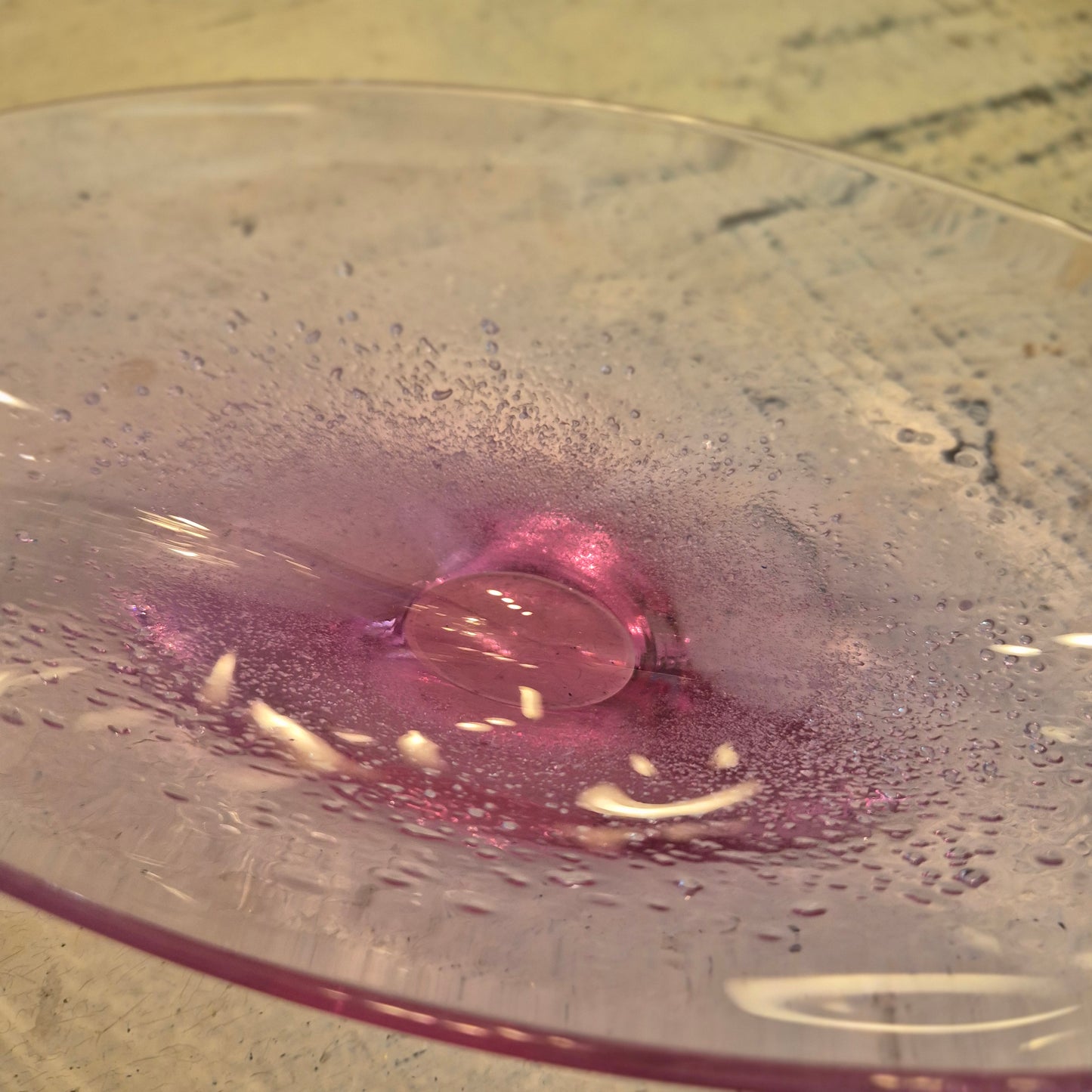 Mid-Century Space Age Glas Schale Kunstglas Vintage Rosa