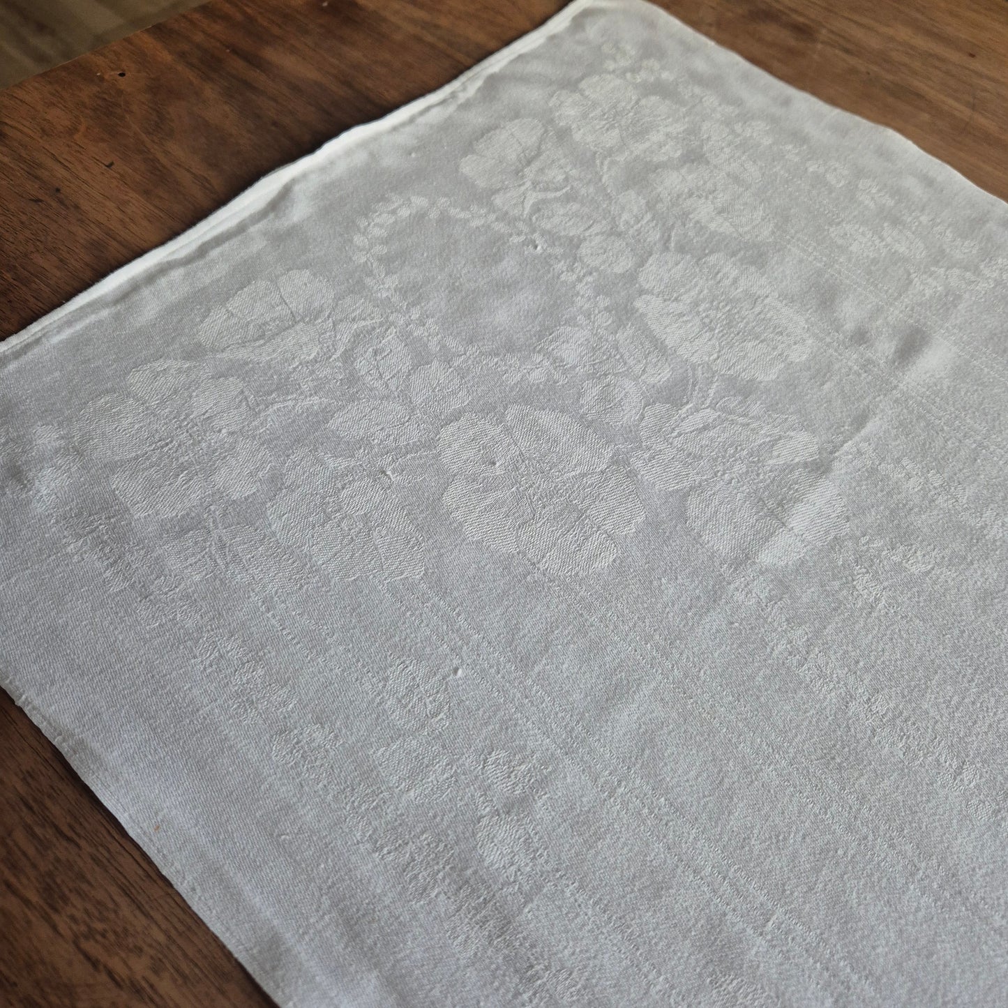 Antikes Jugendstil Küchen-&Geschirrtuch Damast Baumwolle weiß 45x95cm