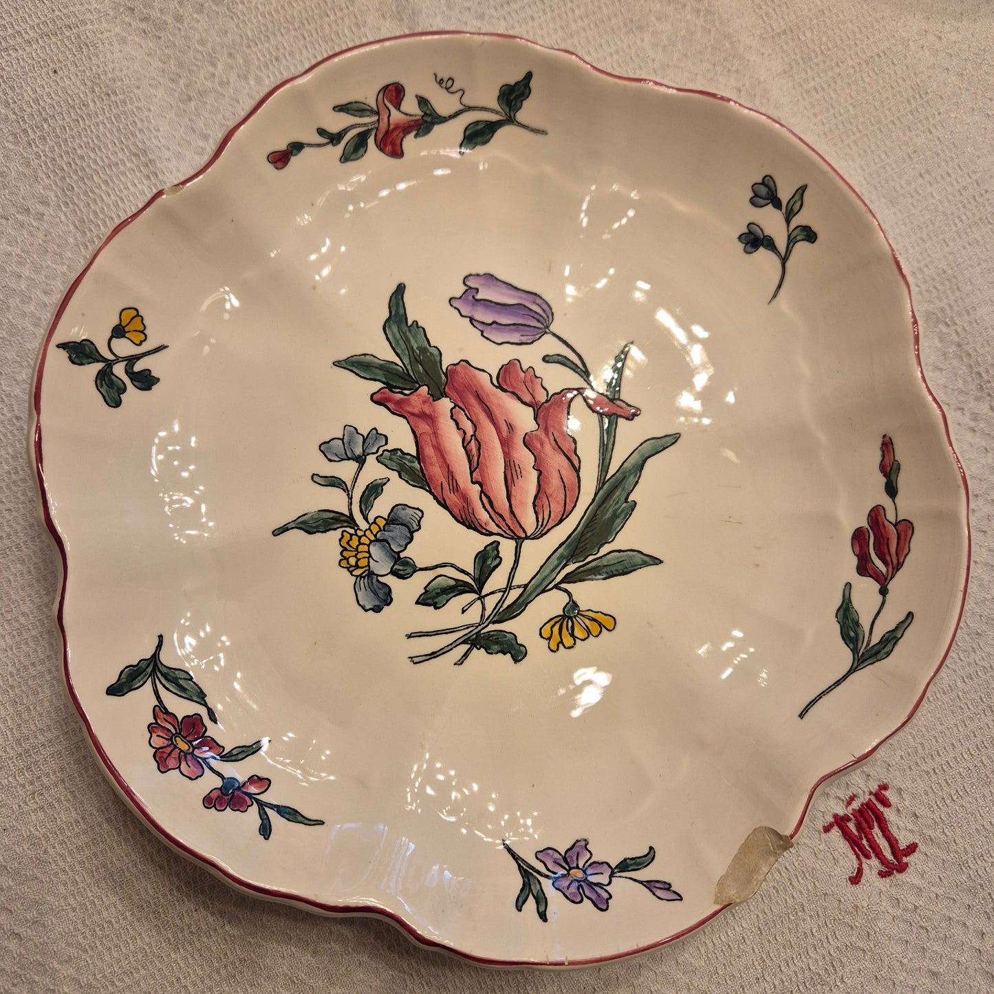 Vintage Zell am Harmersbach Alt Straßburg Servierteller Teller Keramik Blumen (Abplatzer!)
