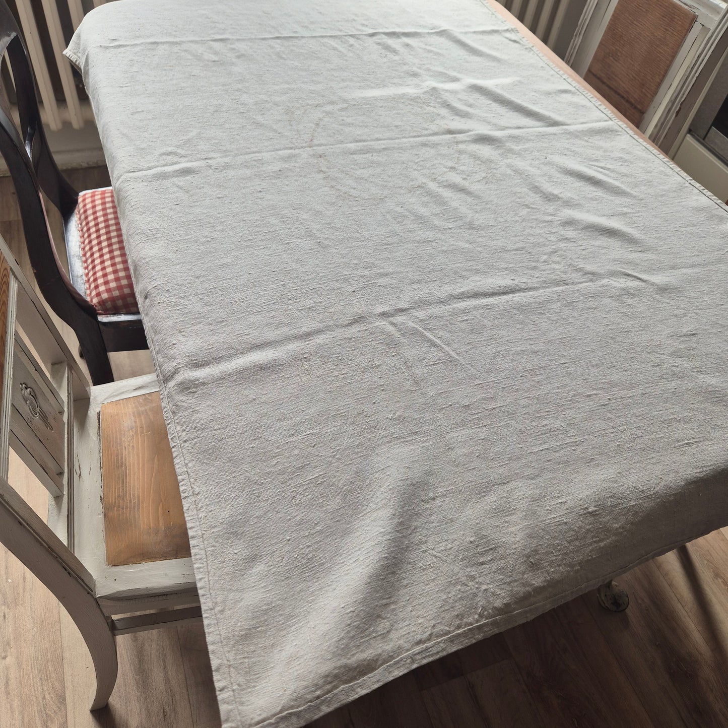 Antike Leinen Tischdecke 88x145cm mit Stockflecken / zum weiterbearbeiten 🤍