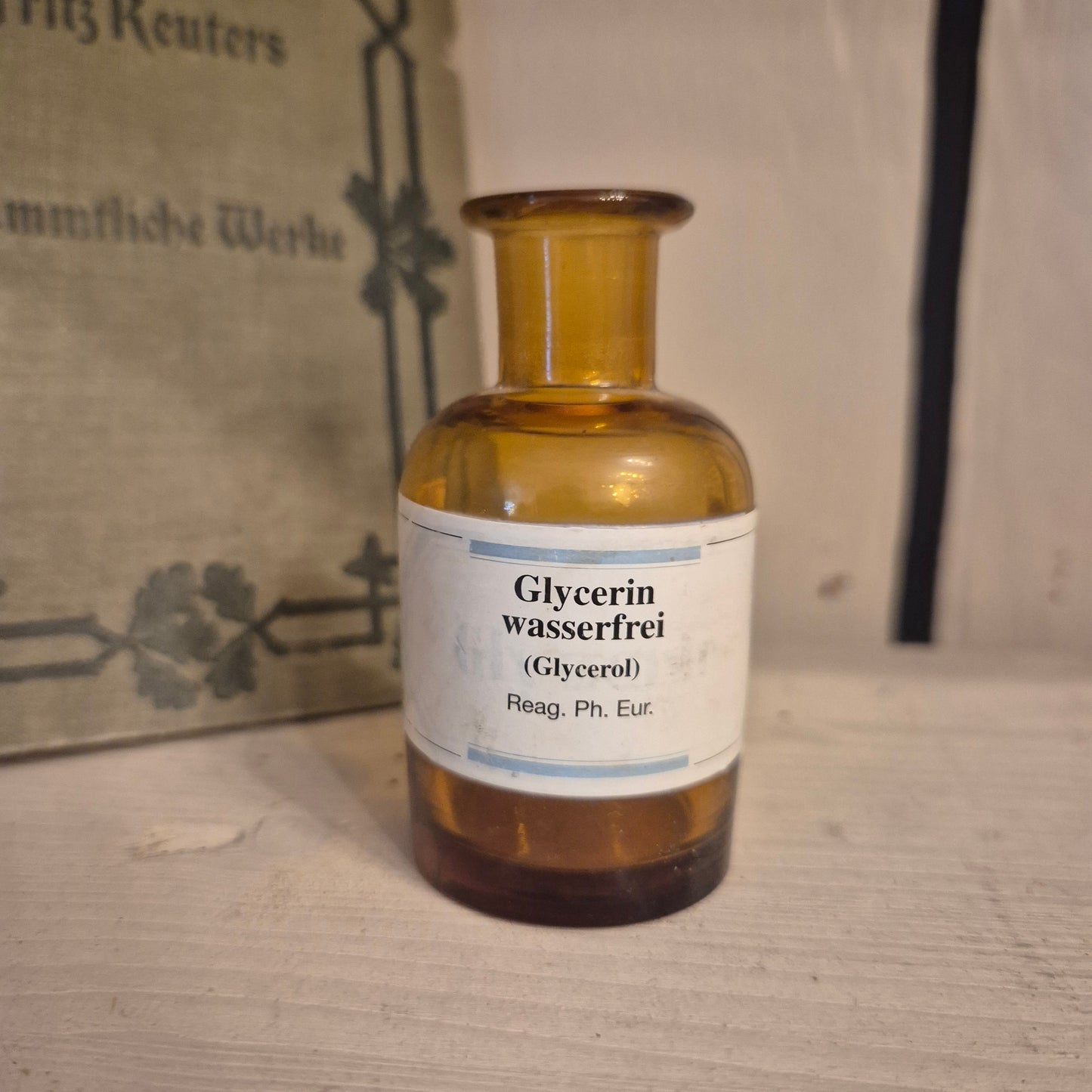 Antike Apotheker Flasche ohne Deckel Glycerin wasserfrei - Apotheken Flasche - klein