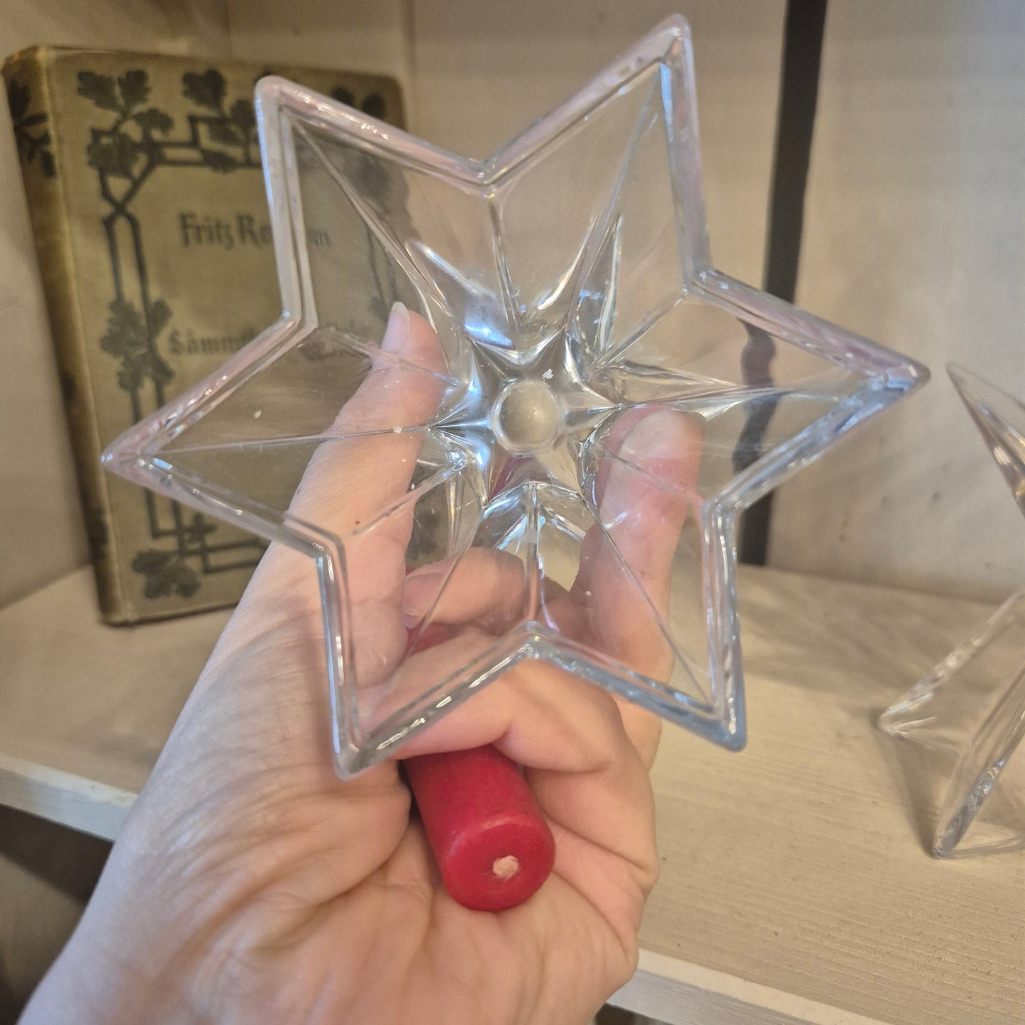 2x Nachtmann Kerzenhalter Glas Sternform für kleine Kerzen