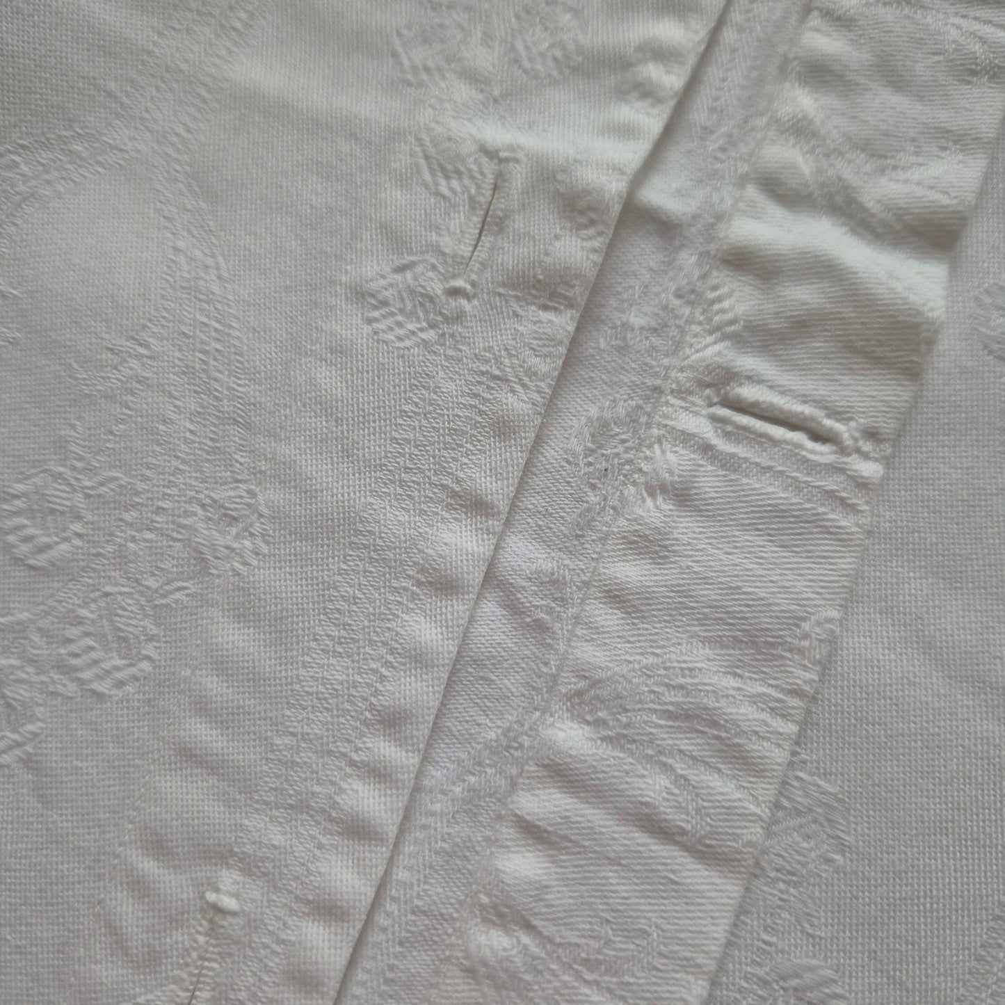 Antiker großer Kissenbezug Baumwolle 85x96cm weiß Monogramm A.H.
