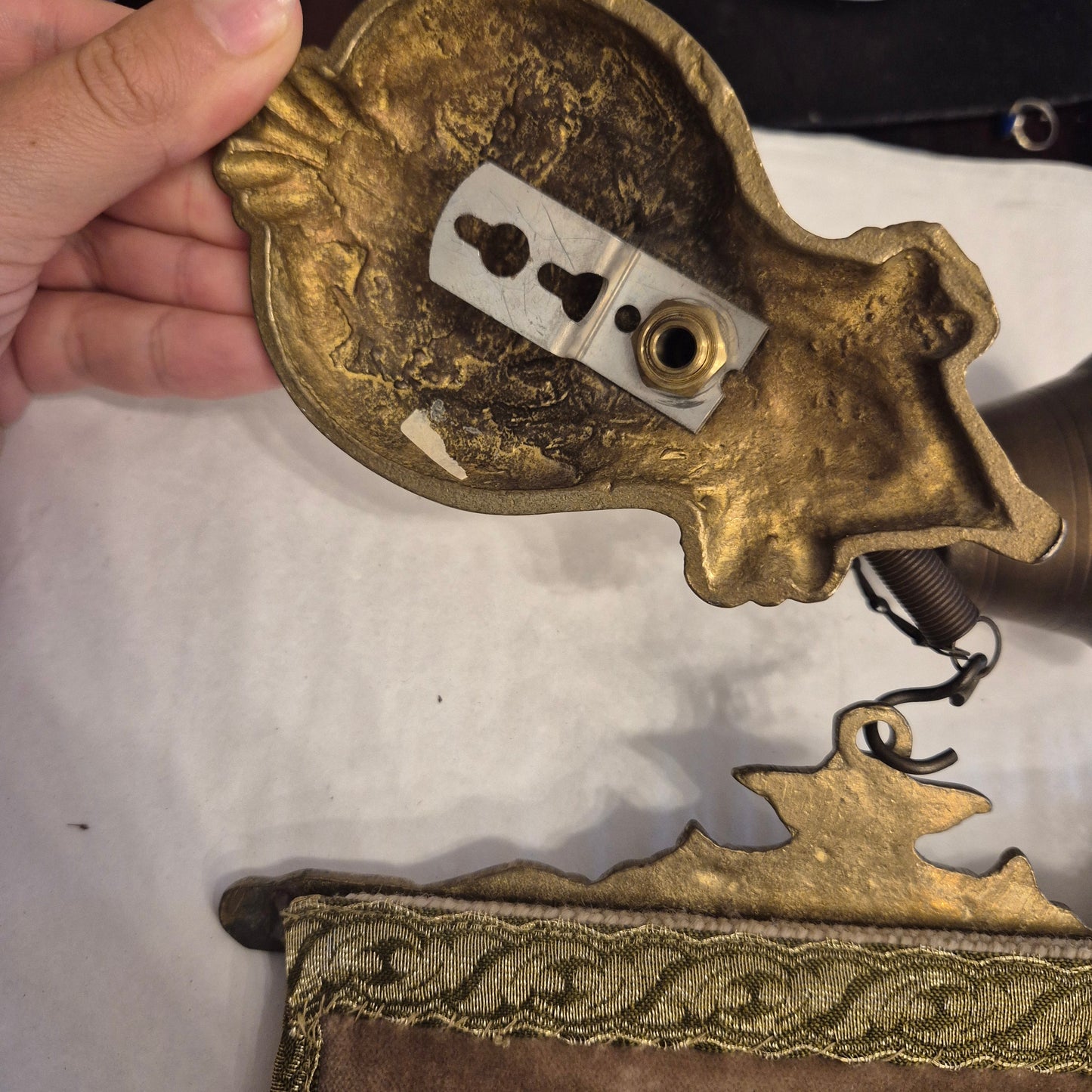 Wandbehang im Gobelin Stil echte Handarbeit & Glocke Türglöcke Tapisserie Bildwirkerei Vintage 60er Jahre