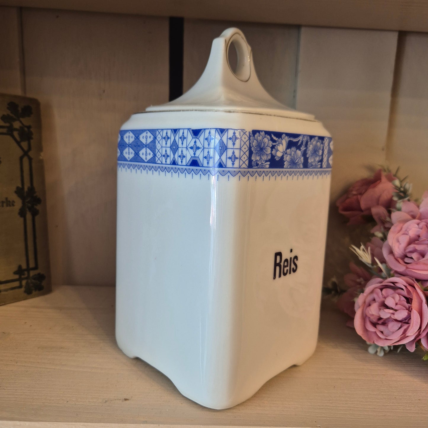 Jugendstil Vorratsdose Weiß Blau Reis Schwarzenberg Germany