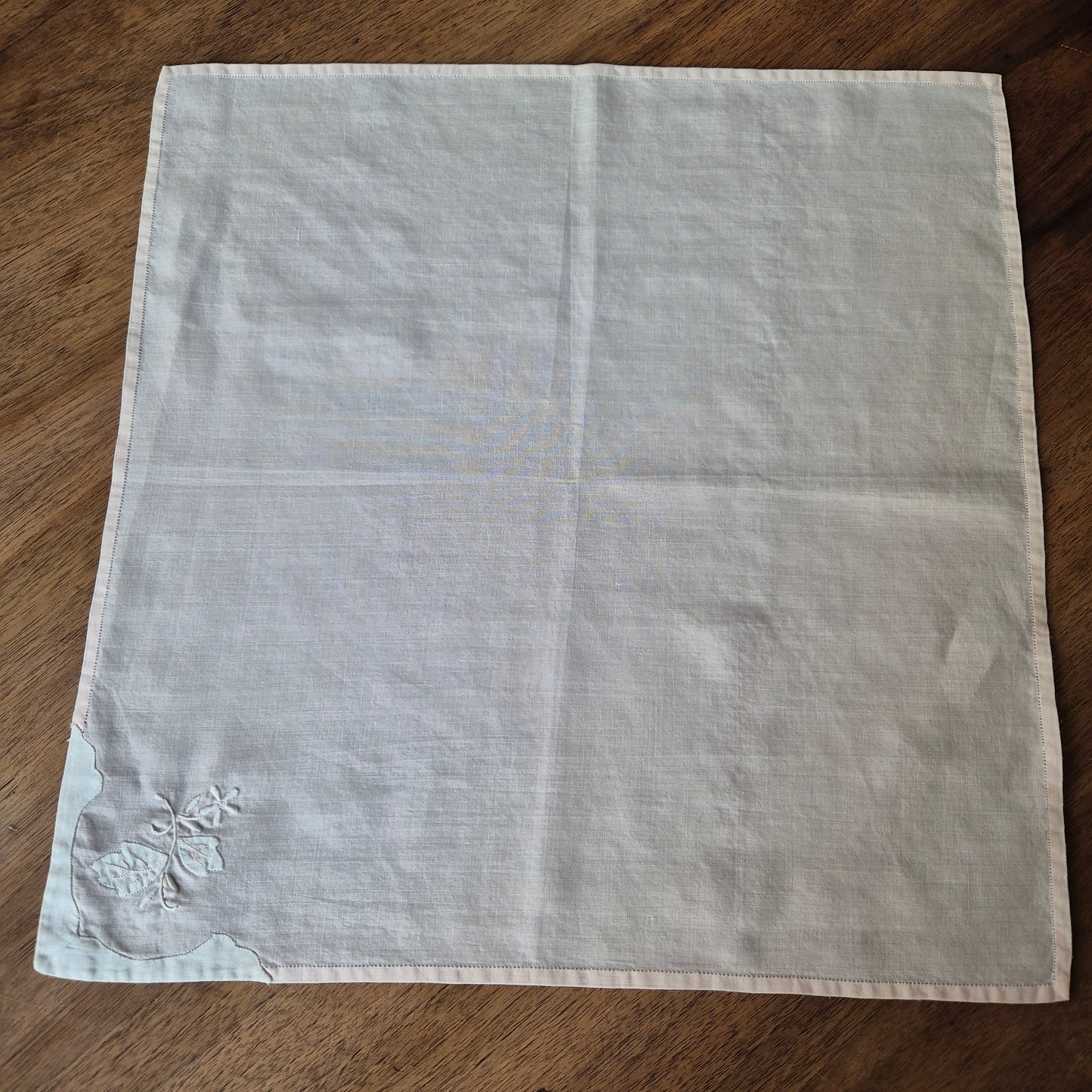 Vintage Baumwolle Serviette rosa weiß 43x43cm
