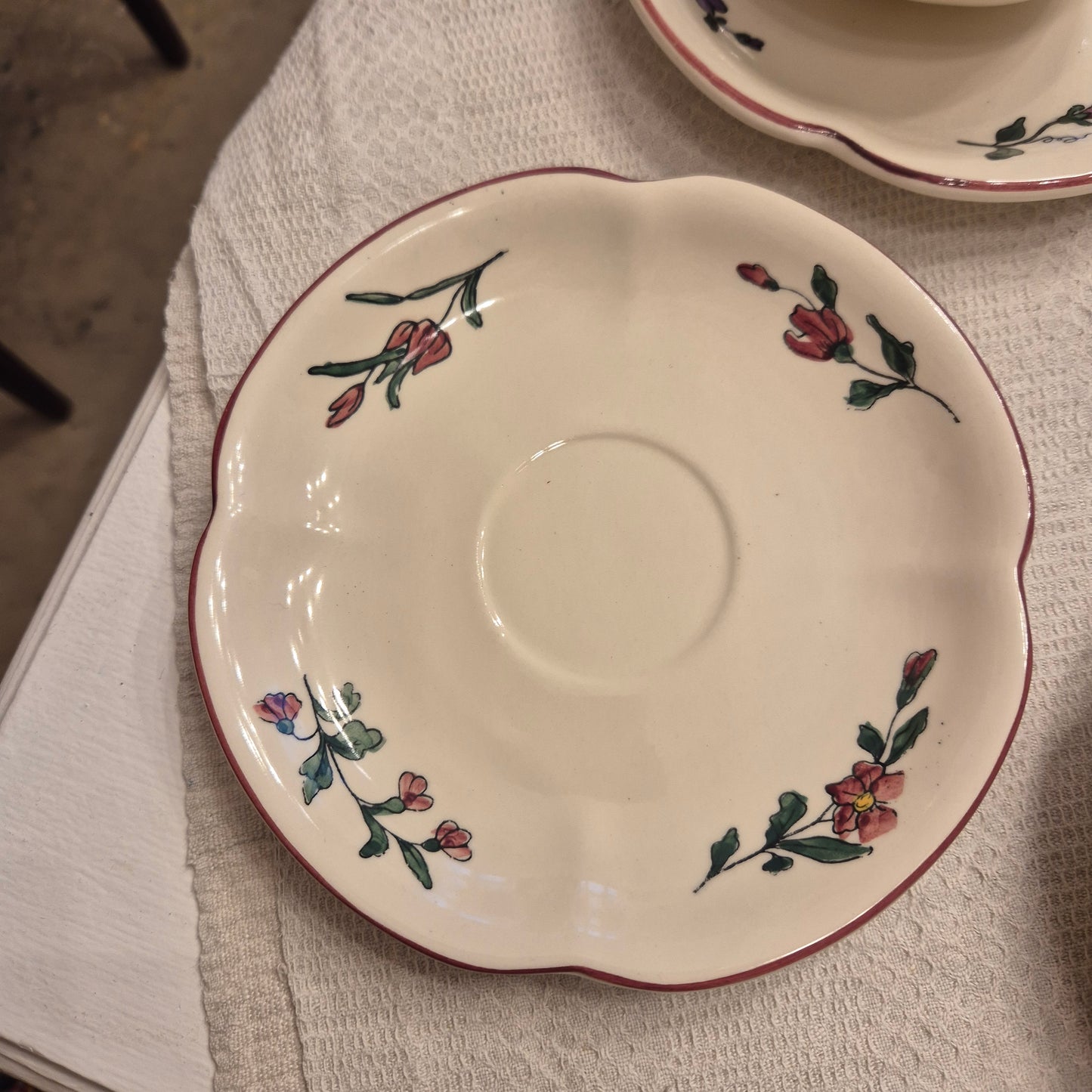 6x Vintage Zell am Harmersbach Alt Straßburg Tee / Kaffee Tassen Keramik Blumen (Abplatzer!)