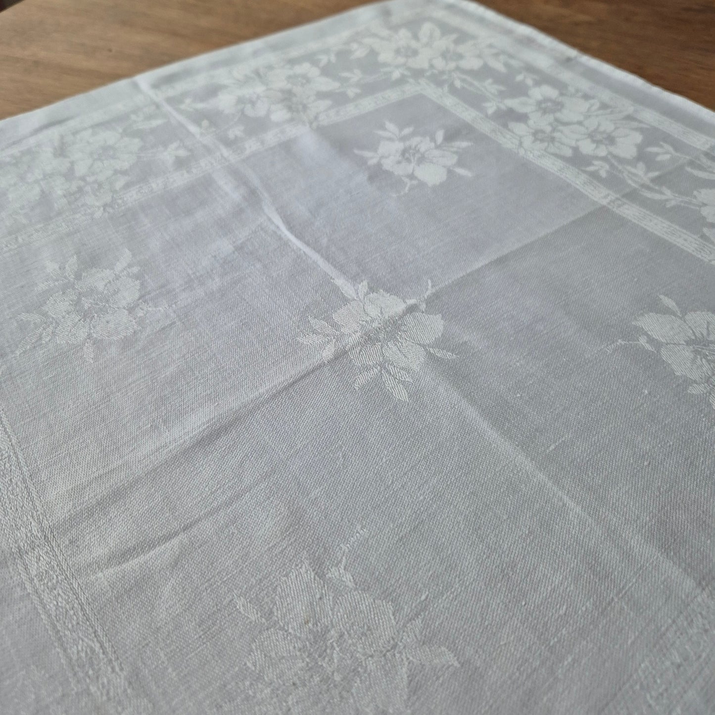 Antike Damast Baumwolle Serviette 46x49cm Mitteldecke weiß