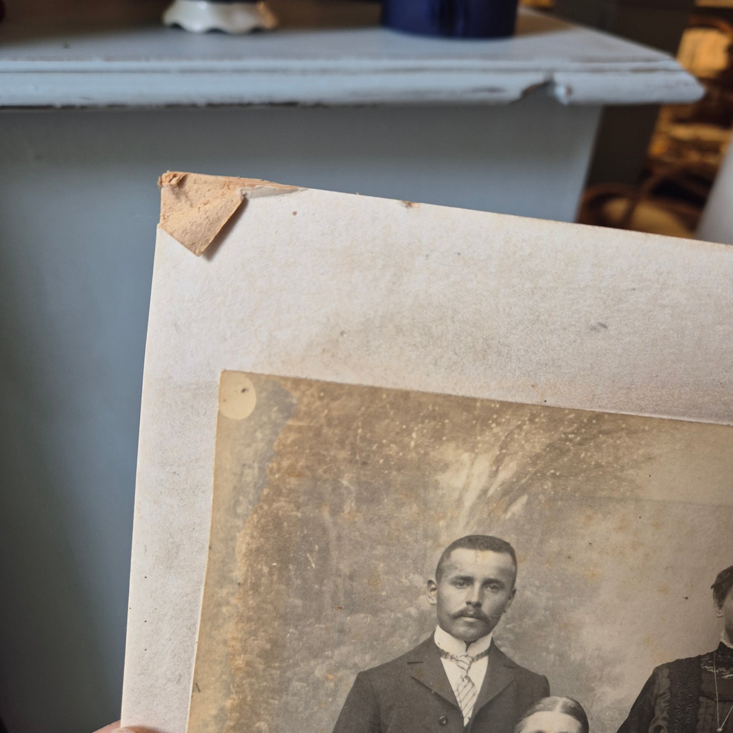 Antike originale Fotografie Familie auf Pappe