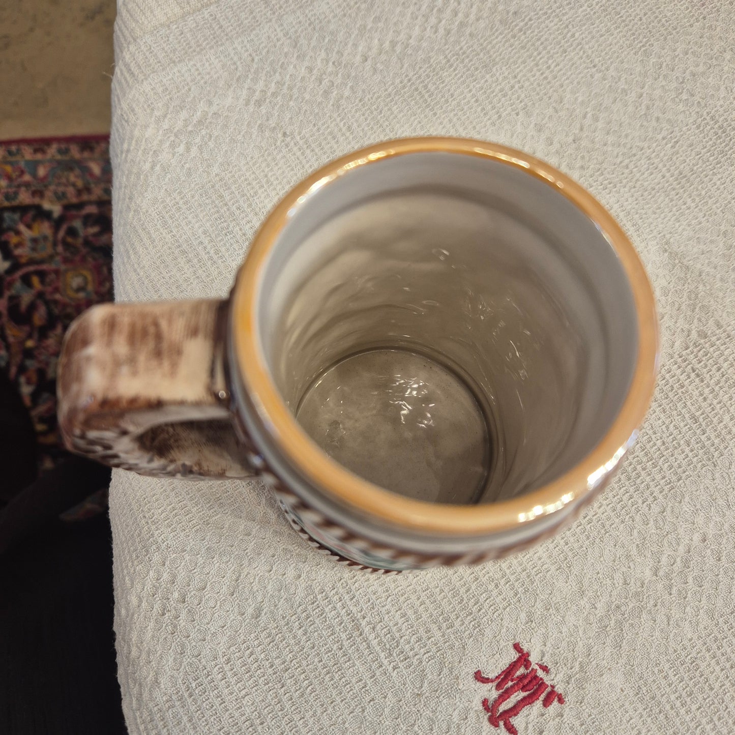 Vintage Keramik Bierkrug Rosenmuster Geschenk