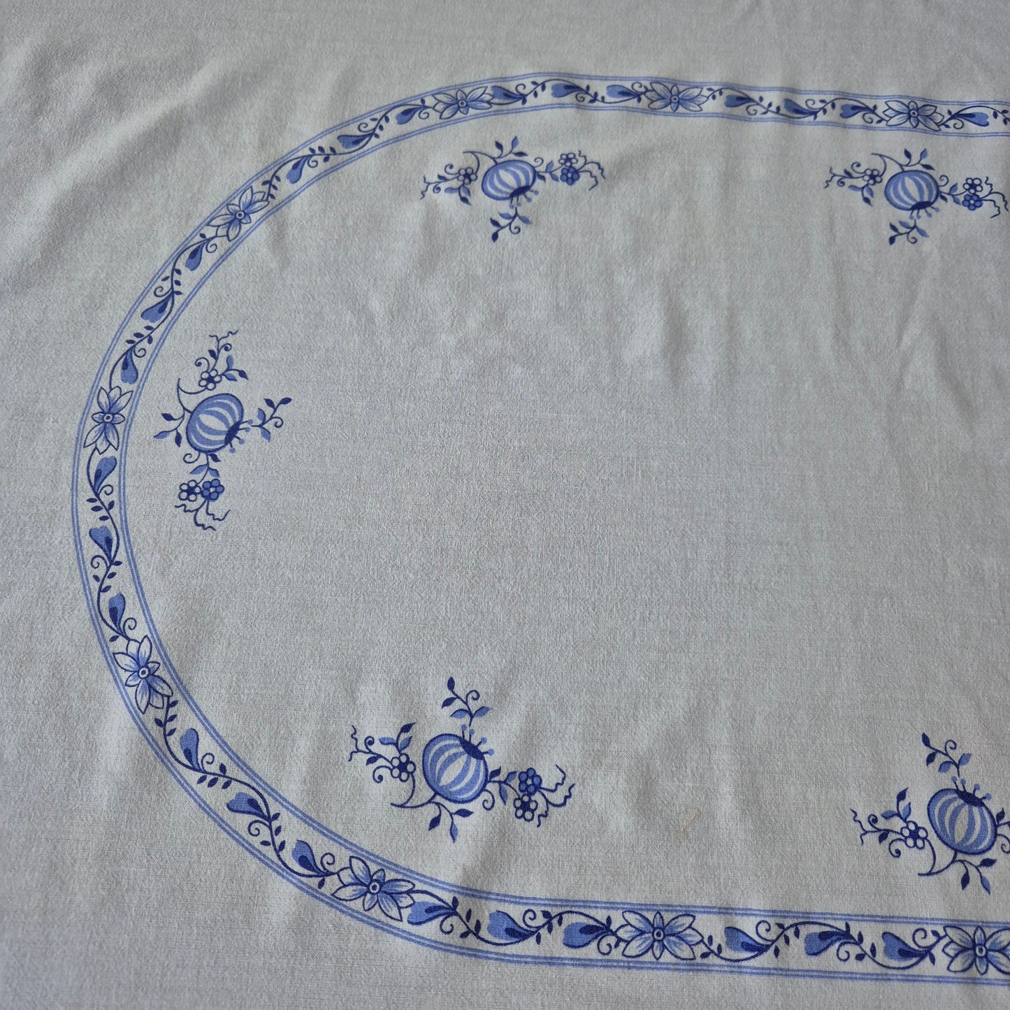 Vintage Tischdecke Zwiebelmuster blau weiß DDR 128x 160cm