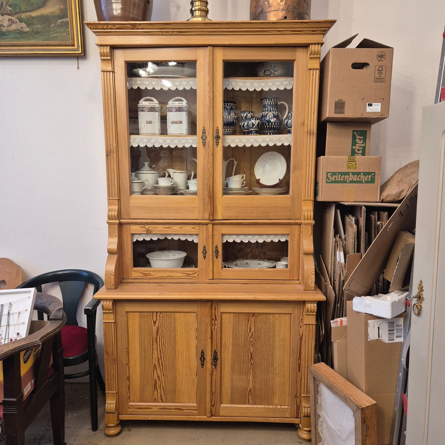 Antikes Jugendstil Landhaus Küchenbuffet Alt Vollholz Kiefernholz